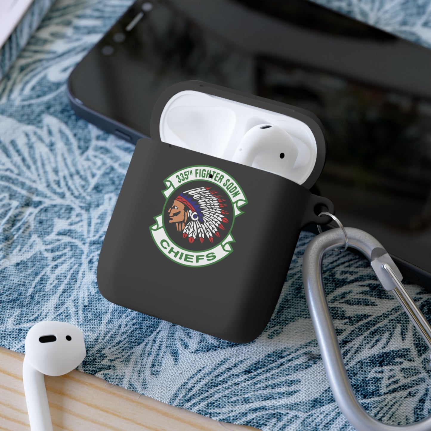 AirPods and AirPods Pro Case Cover, 335FS with F-15E Front Silhouette on Back