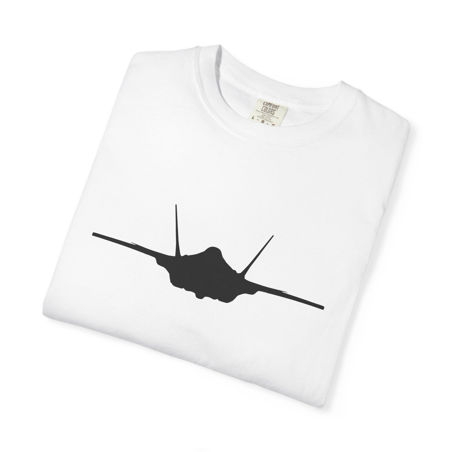 F-35A Front Silhouette Comfort Colors Unisex T-Shirt with Airplane Design, Casual Wear, Gift for Pilots, Aviation Lovers, Travel Enthusiasts, Plane Spotting