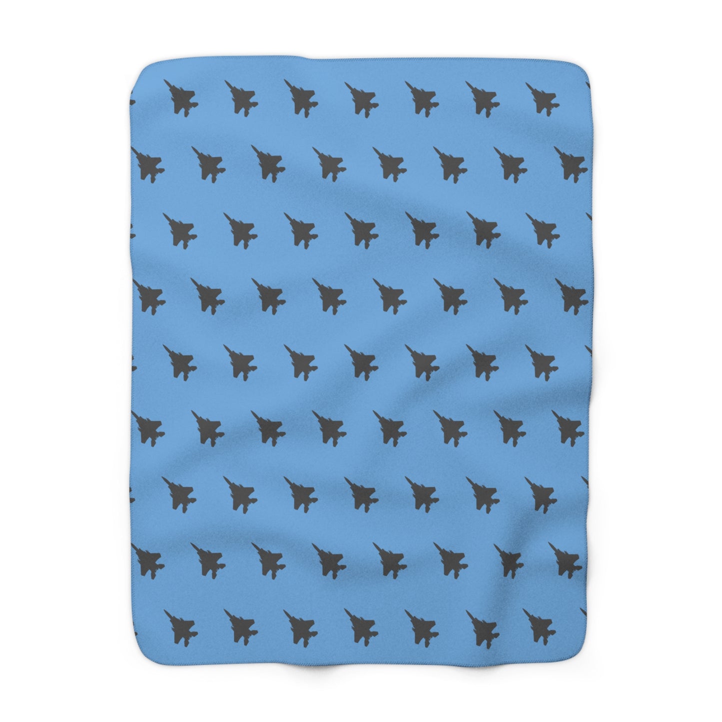 F-15E Pattern Sherpa Fleece Blanket, Light Blue
