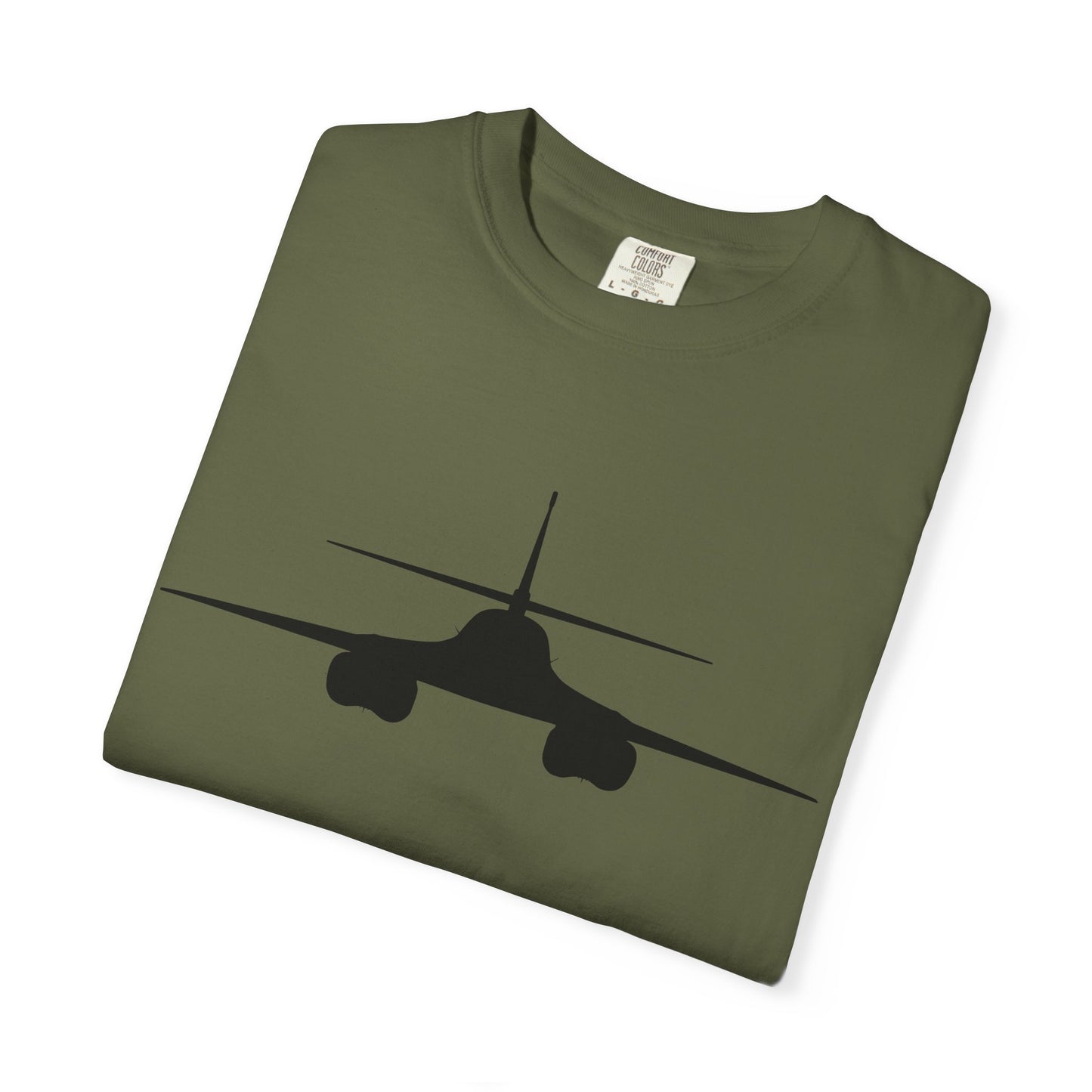 B-1 Front Silhouette Comfort Colors Unisex T-Shirt with Airplane Design, Casual Wear, Gift for Pilots, Aviation Lovers, Travel Enthusiasts, Plane Spotting