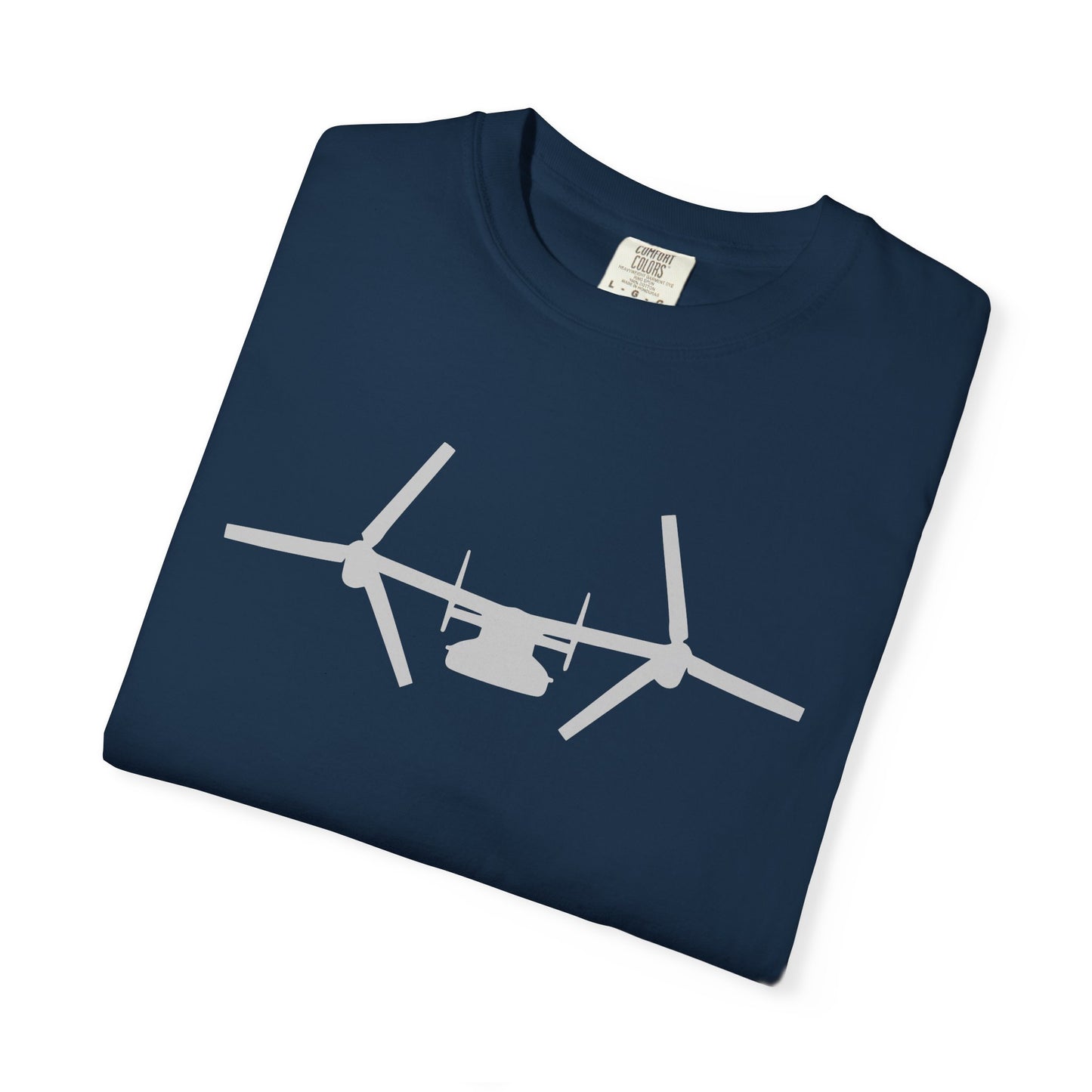 V-22 Front Silhouette Comfort Colors Unisex T-Shirt with Airplane Design, Casual Wear, Gift for Pilots, Aviation Lovers, Travel Enthusiasts, Plane Spotting