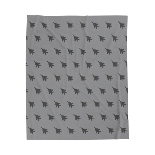 F-15 Velveteen Plush Blanket, Gray