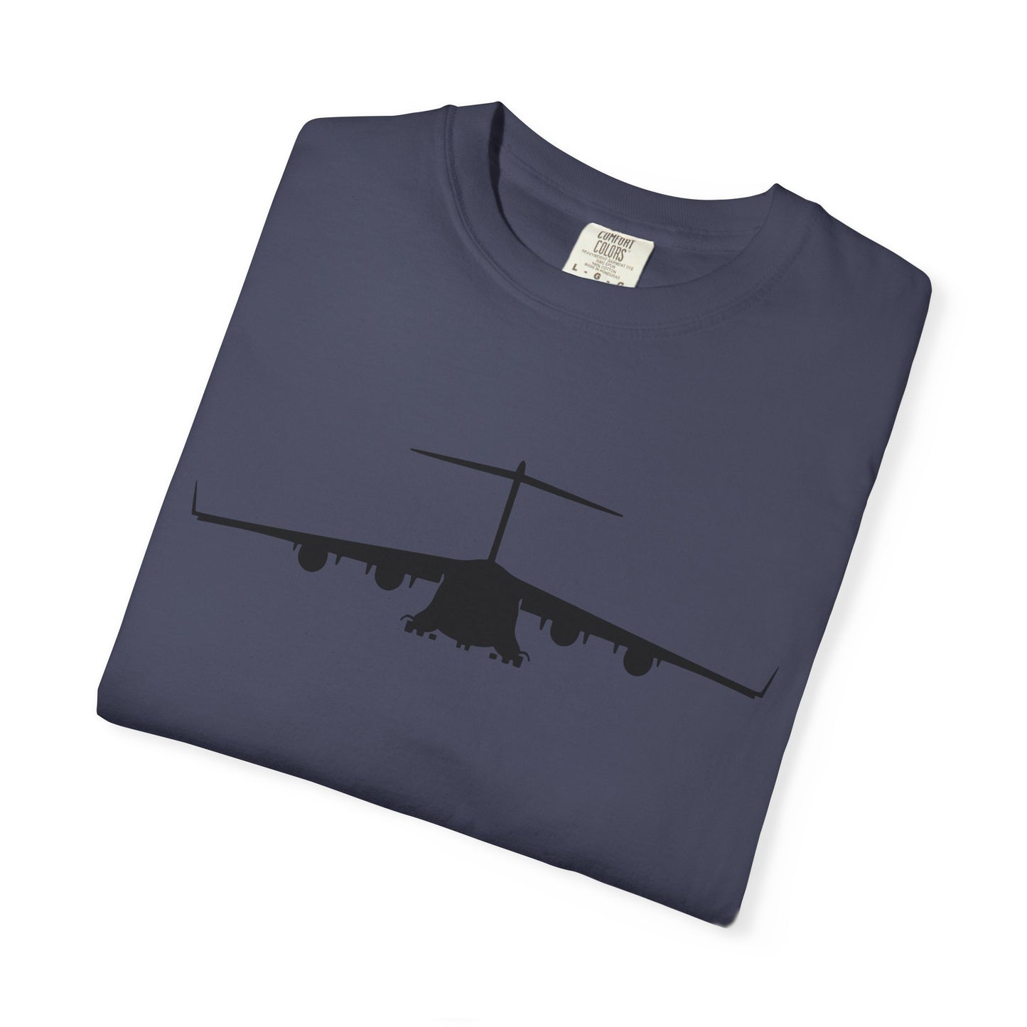 C-17 Front Silhouette Comfort Colors Unisex T-Shirt with Airplane Design, Casual Wear, Gift for Pilots, Aviation Lovers, Travel Enthusiasts, Plane Spotting