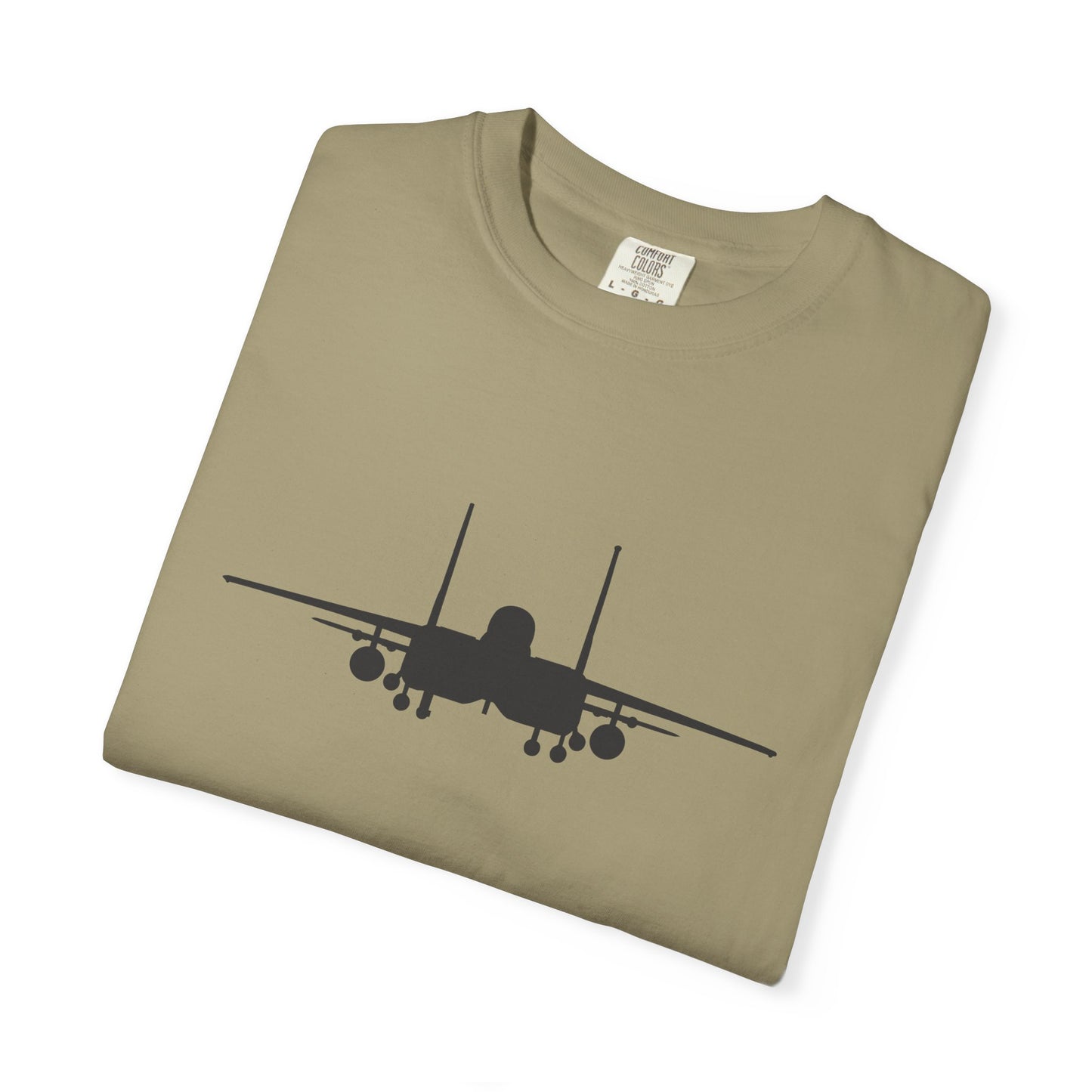 F-15E Front Silhouette Comfort Colors Unisex T-Shirt with Airplane Design, Casual Wear, Gift for Pilots, Aviation Lovers, Travel Enthusiasts, Plane Spotting