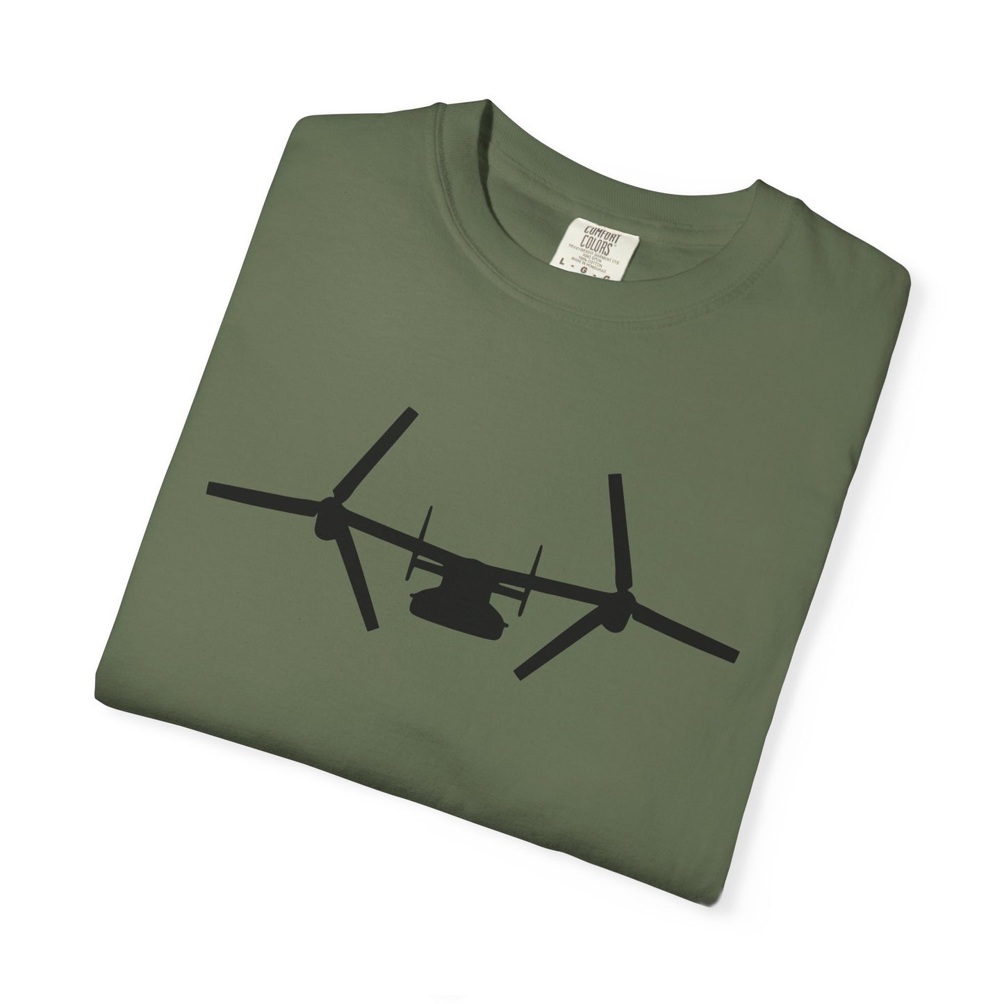 V-22 Front Silhouette Comfort Colors Unisex T-Shirt with Airplane Design, Casual Wear, Gift for Pilots, Aviation Lovers, Travel Enthusiasts, Plane Spotting