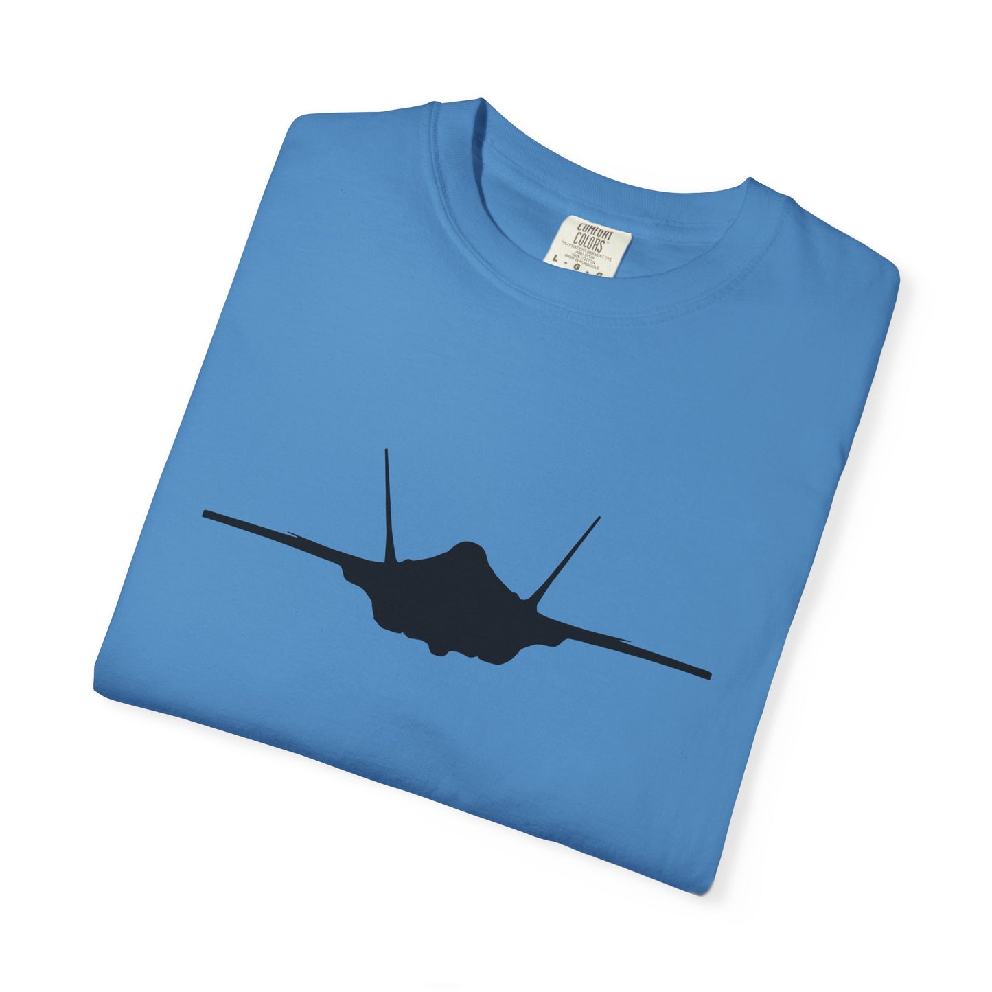 F-35A Front Silhouette Comfort Colors Unisex T-Shirt with Airplane Design, Casual Wear, Gift for Pilots, Aviation Lovers, Travel Enthusiasts, Plane Spotting