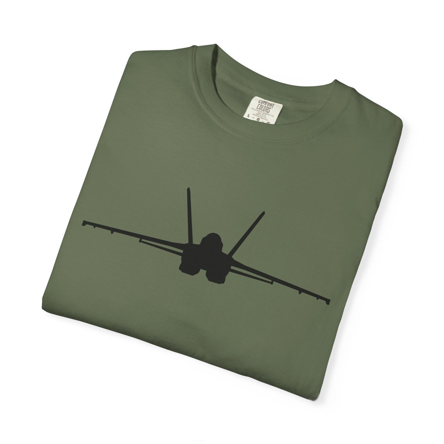F/A-18 Front Silhouette Comfort Colors Unisex T-Shirt with Airplane Design, Casual Wear, Gift for Pilots, Aviation Lovers, Travel Enthusiasts, Plane Spotting