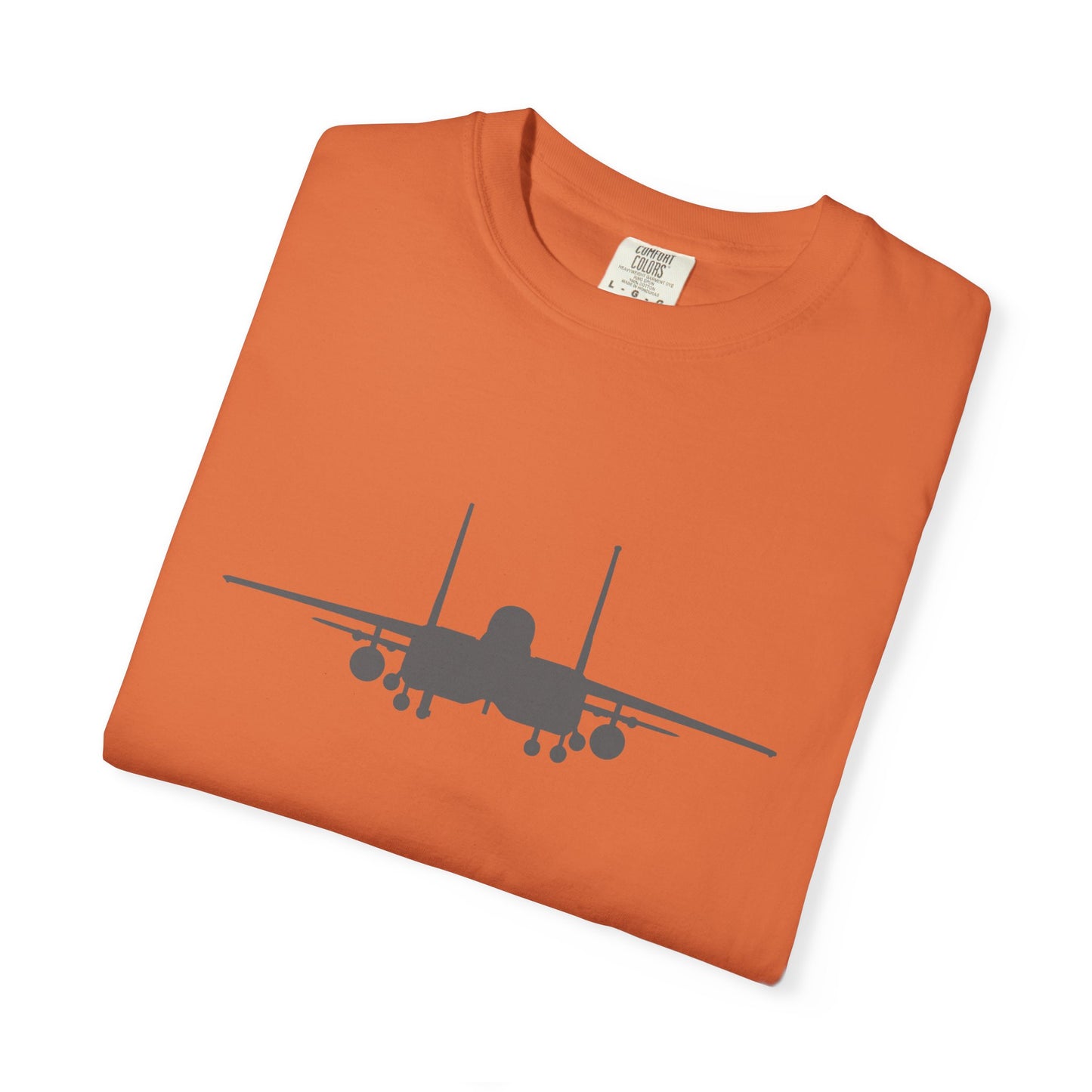 F-15E Front Silhouette Comfort Colors Unisex T-Shirt with Airplane Design, Casual Wear, Gift for Pilots, Aviation Lovers, Travel Enthusiasts, Plane Spotting