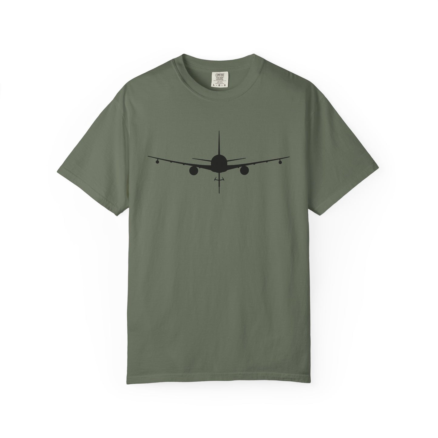 KC-46 Front Silhouette Comfort Colors Unisex T-Shirt with Airplane Design, Casual Wear, Gift for Pilots, Aviation Lovers, Travel Enthusiasts, Plane Spotting