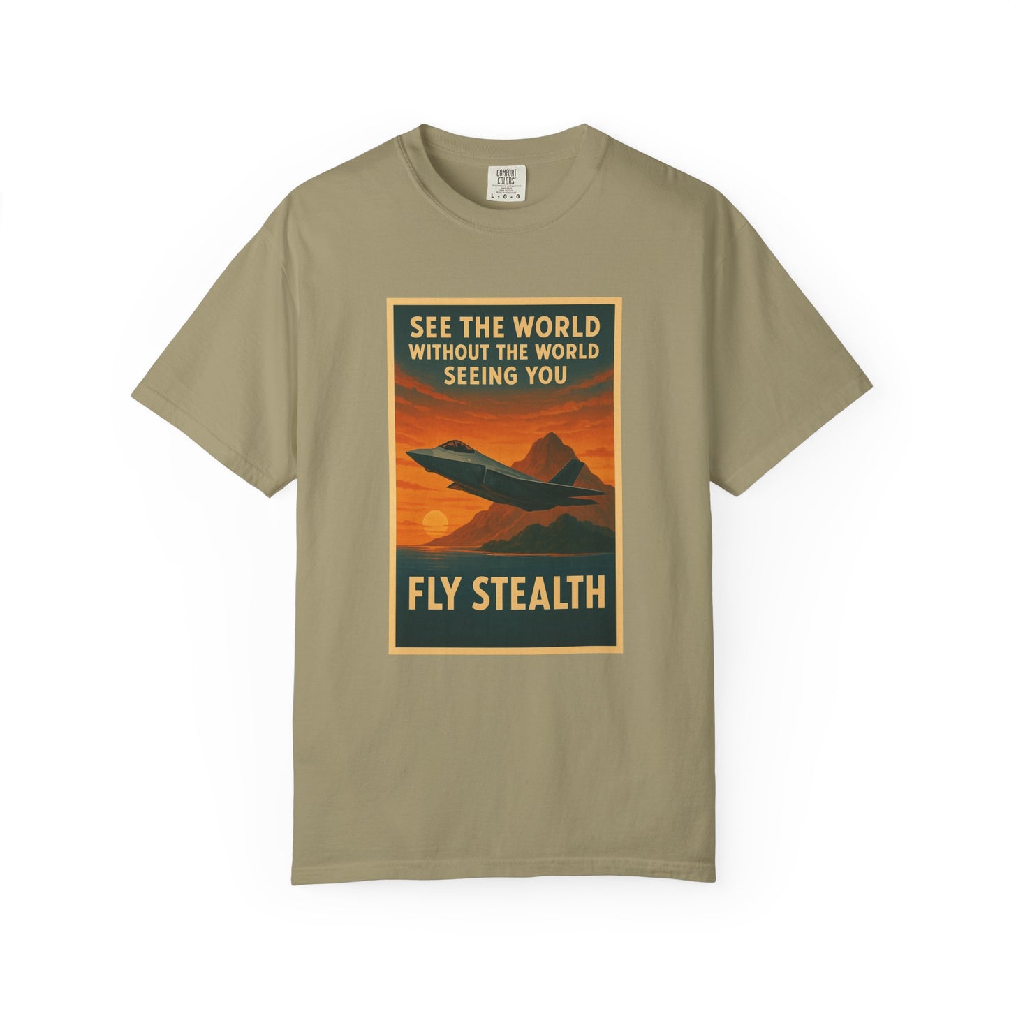 Fly Stealth F-35 Travel Poster Comfort Colors Unisex T-Shirt - Great Gift for Pilots and Aviation Enthusiasts