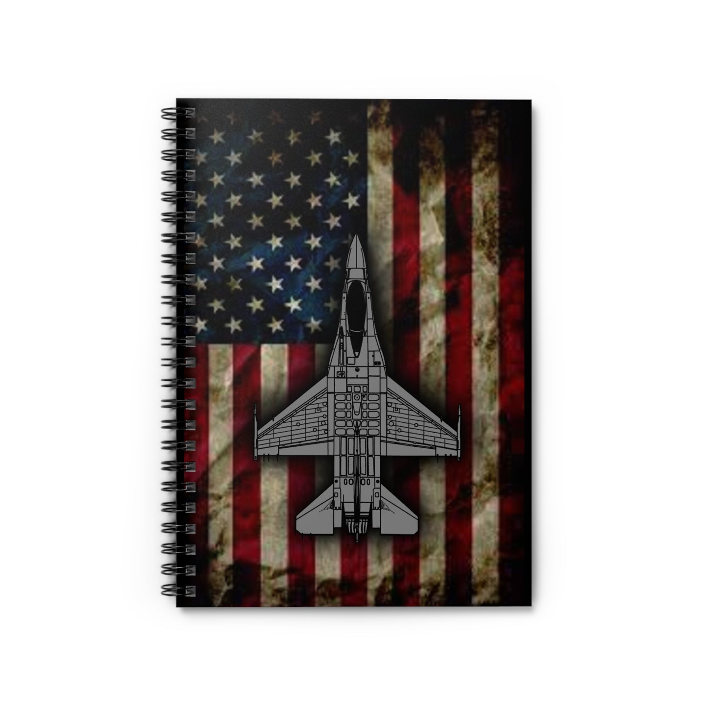 F-16 Flag Spiral Notebook - Ruled Line