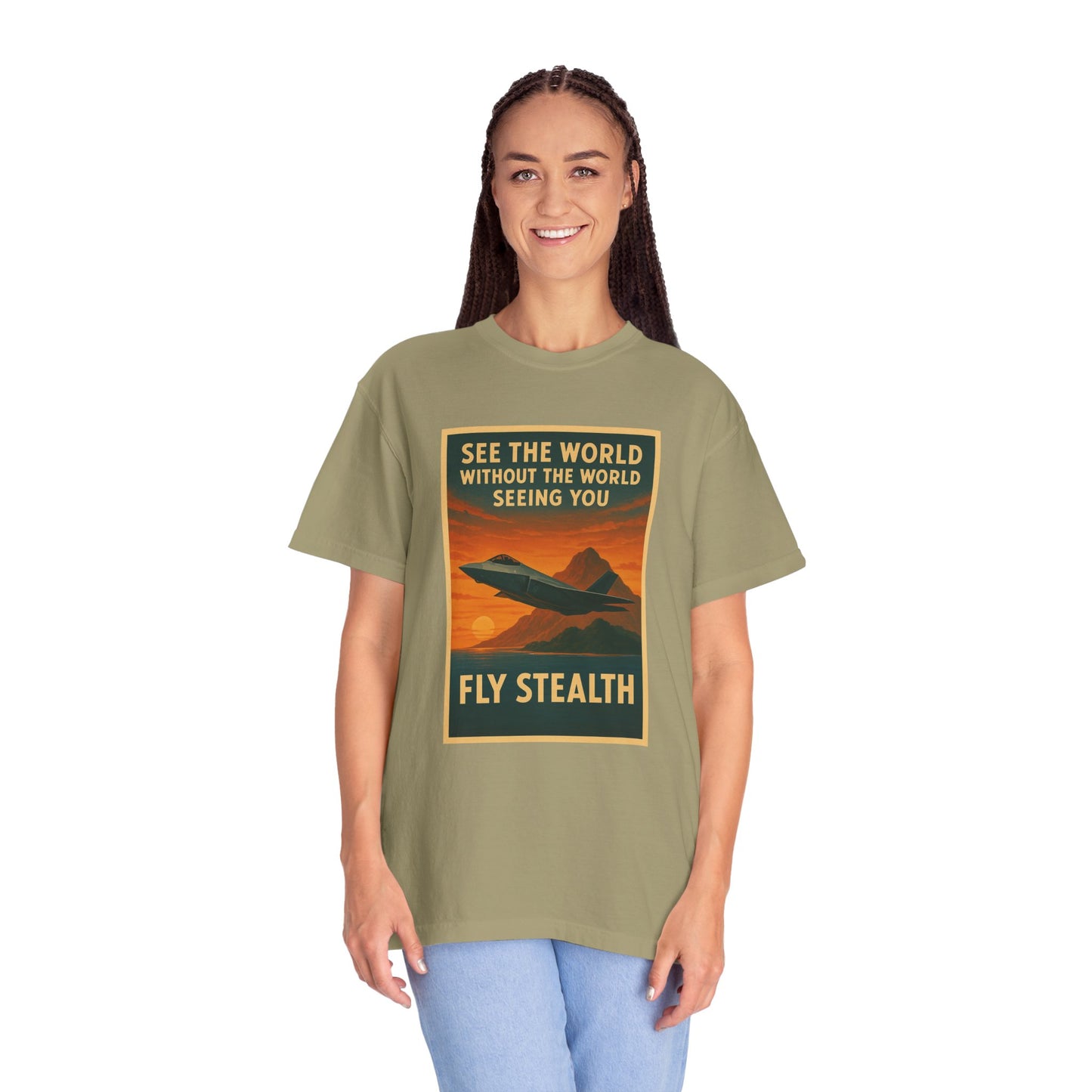 Fly Stealth F-35 Travel Poster Comfort Colors Unisex T-Shirt - Great Gift for Pilots and Aviation Enthusiasts