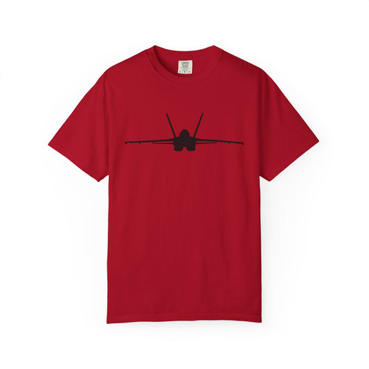 F/A-18 Front Silhouette Comfort Colors Unisex T-Shirt with Airplane Design, Casual Wear, Gift for Pilots, Aviation Lovers, Travel Enthusiasts, Plane Spotting