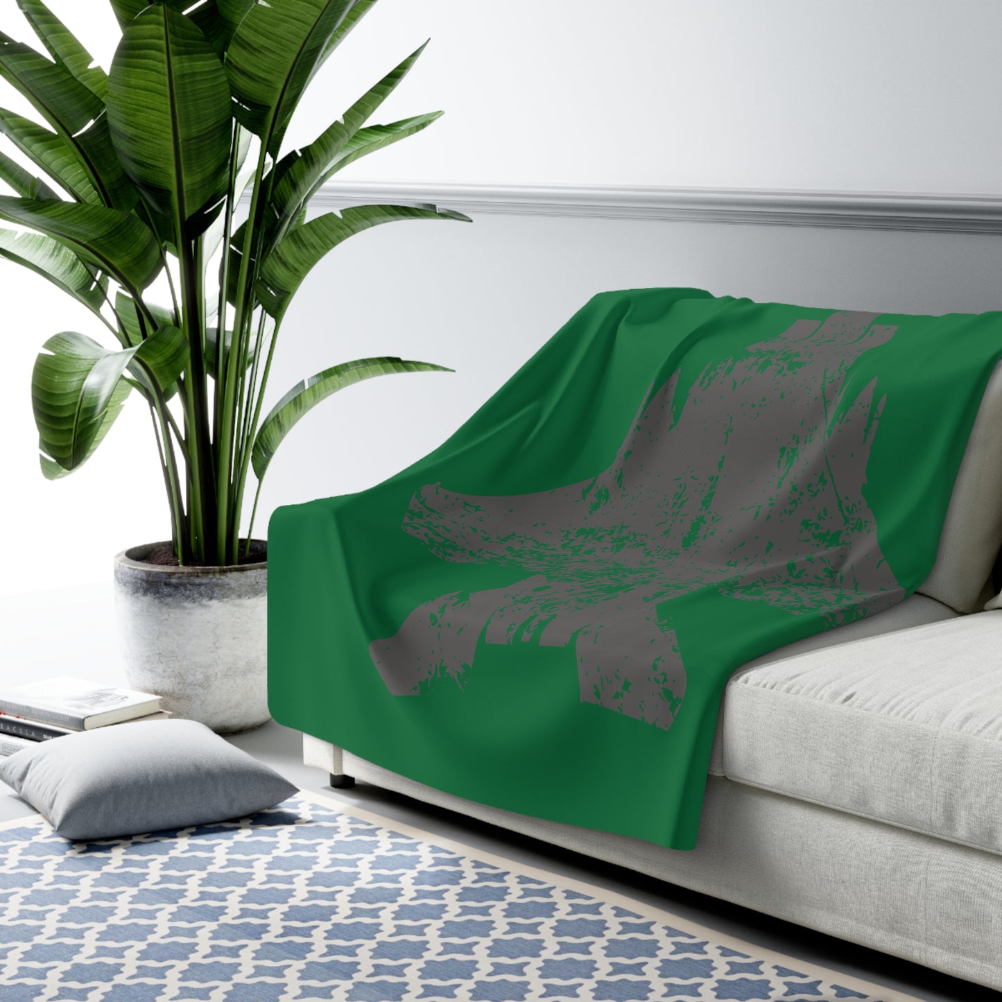 Green Sherpa Blanket with F-15E Silhouette Graphic