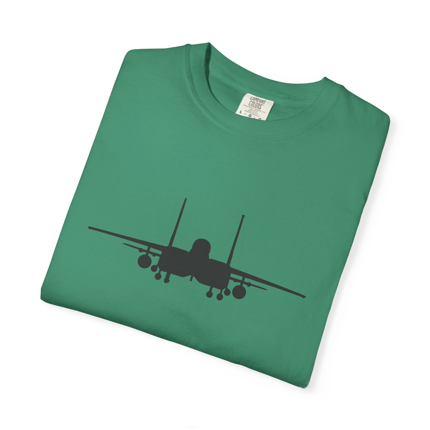 F-15E Front Silhouette Comfort Colors Unisex T-Shirt with Airplane Design, Casual Wear, Gift for Pilots, Aviation Lovers, Travel Enthusiasts, Plane Spotting