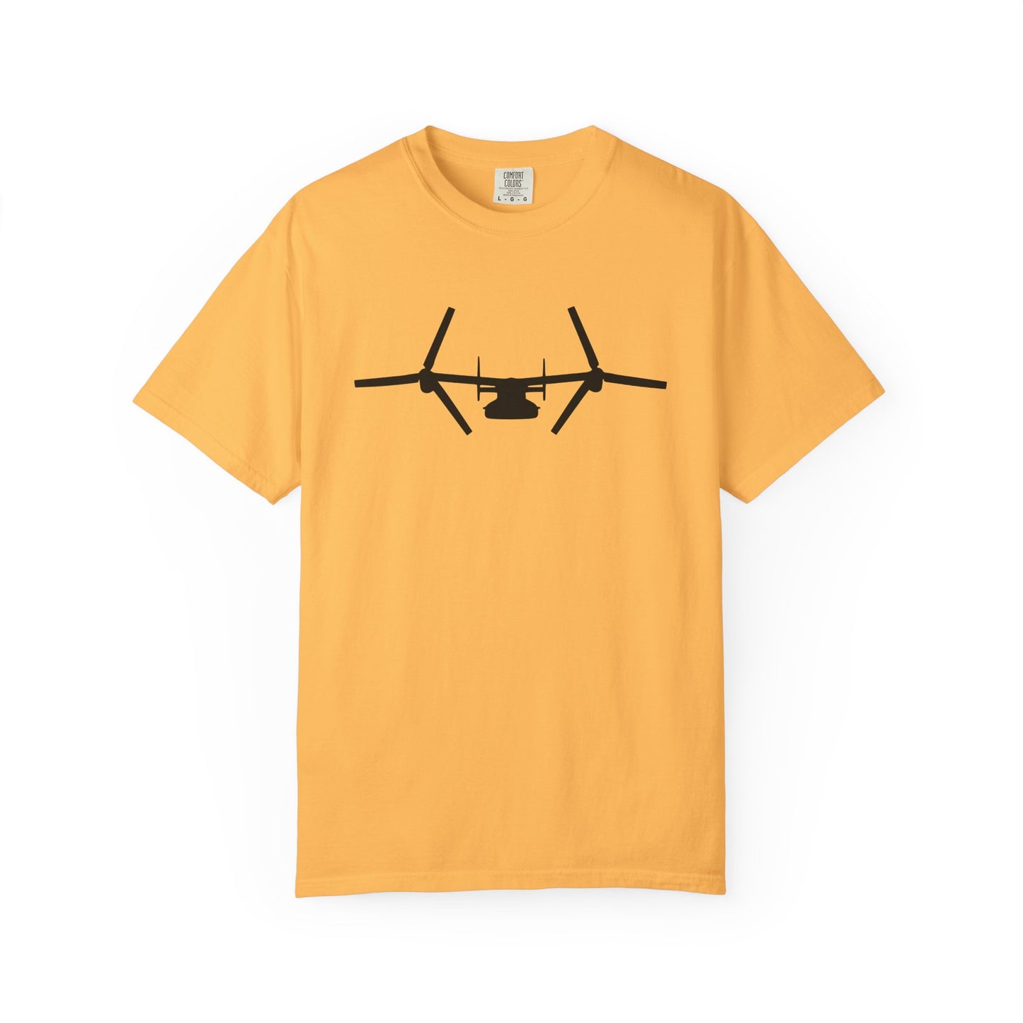 V-22 Front Silhouette Comfort Colors Unisex T-Shirt with Airplane Design, Casual Wear, Gift for Pilots, Aviation Lovers, Travel Enthusiasts, Plane Spotting