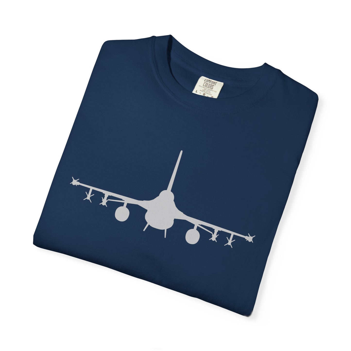 F-16 Front Silhouette Comfort Colors Unisex T-Shirt with Airplane Design, Casual Wear, Gift for Pilots, Aviation Lovers, Travel Enthusiasts, Plane Spotting