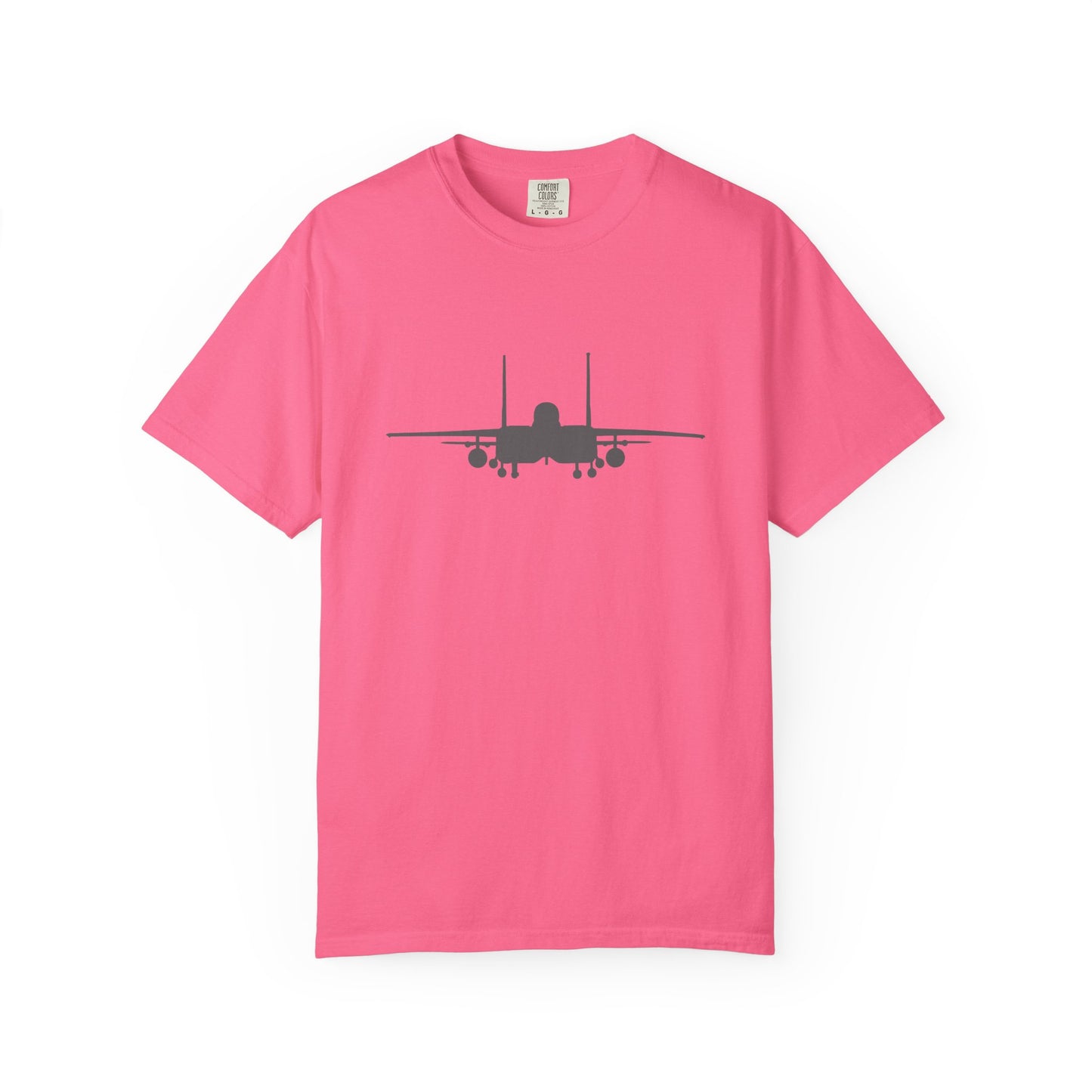 F-15E Front Silhouette Comfort Colors Unisex T-Shirt with Airplane Design, Casual Wear, Gift for Pilots, Aviation Lovers, Travel Enthusiasts, Plane Spotting