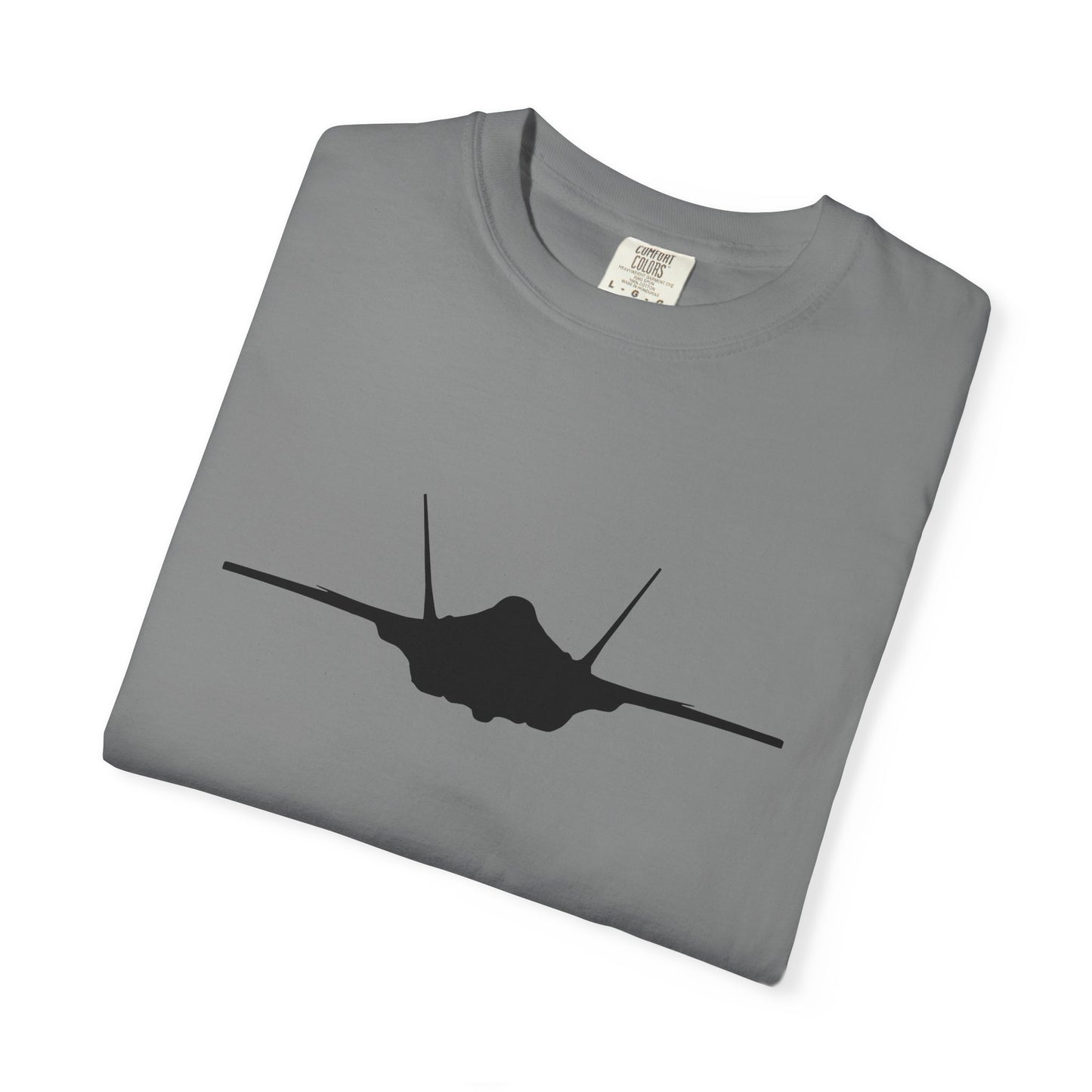 F-35A Front Silhouette Comfort Colors Unisex T-Shirt with Airplane Design, Casual Wear, Gift for Pilots, Aviation Lovers, Travel Enthusiasts, Plane Spotting
