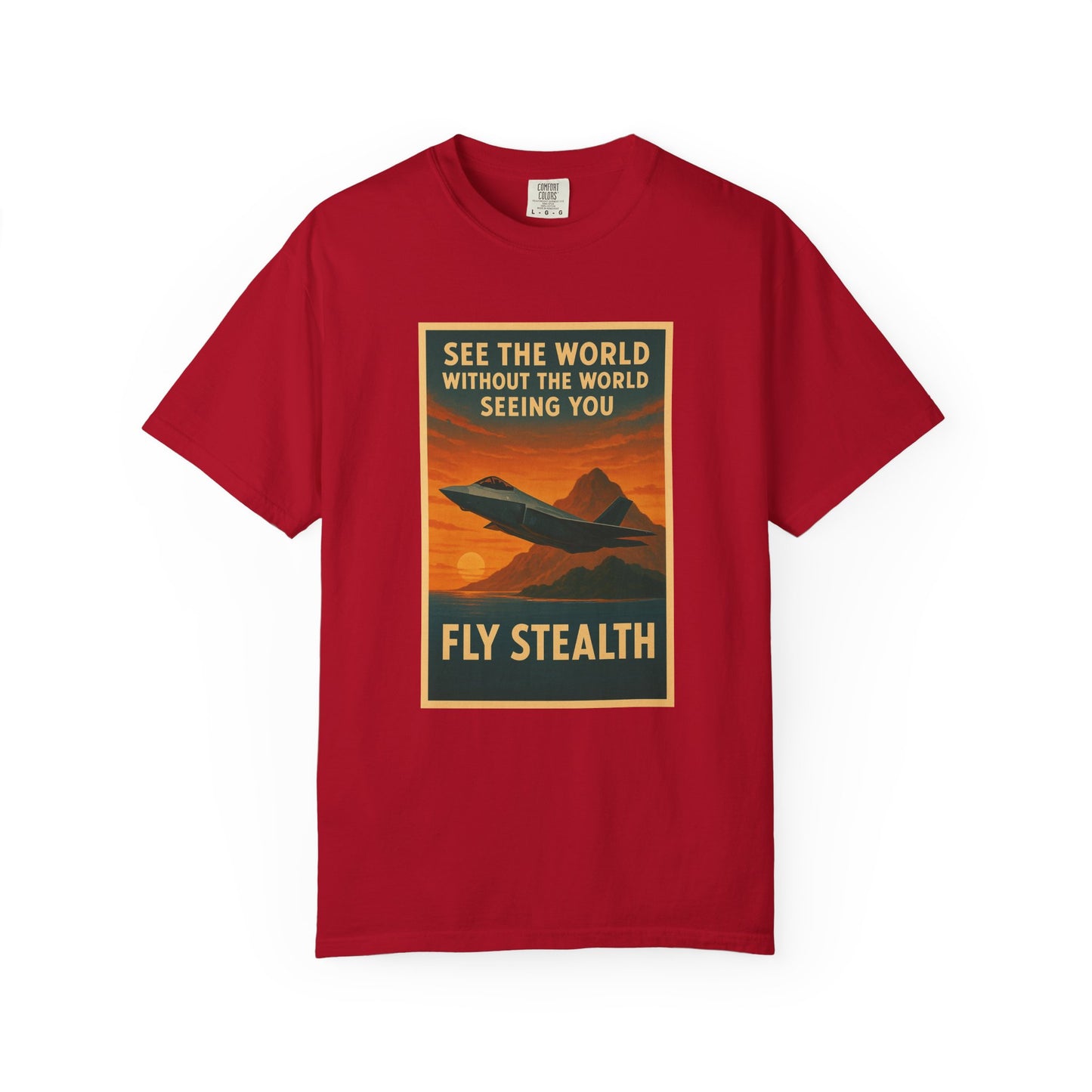 Fly Stealth F-35 Travel Poster Comfort Colors Unisex T-Shirt - Great Gift for Pilots and Aviation Enthusiasts
