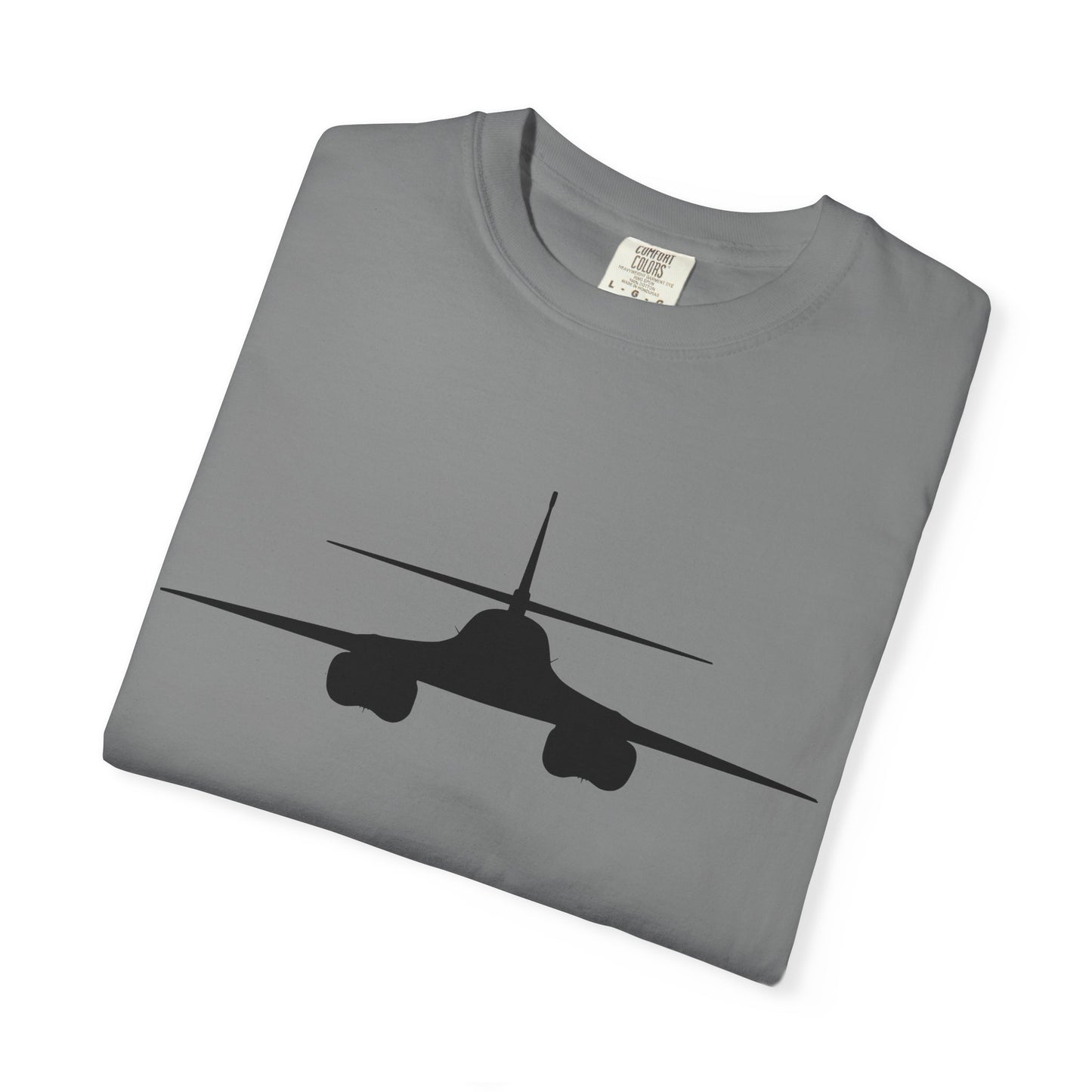 B-1 Front Silhouette Comfort Colors Unisex T-Shirt with Airplane Design, Casual Wear, Gift for Pilots, Aviation Lovers, Travel Enthusiasts, Plane Spotting