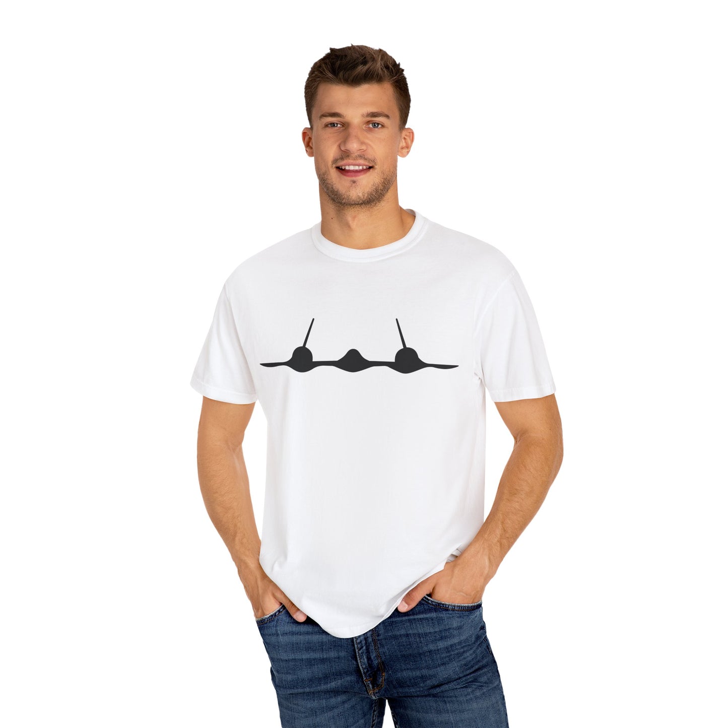 SR-71 Front Silhouette Comfort Colors Unisex T-Shirt with Airplane Design, Casual Wear, Gift for Pilots, Aviation Lovers, Travel Enthusiasts, Plane Spotting
