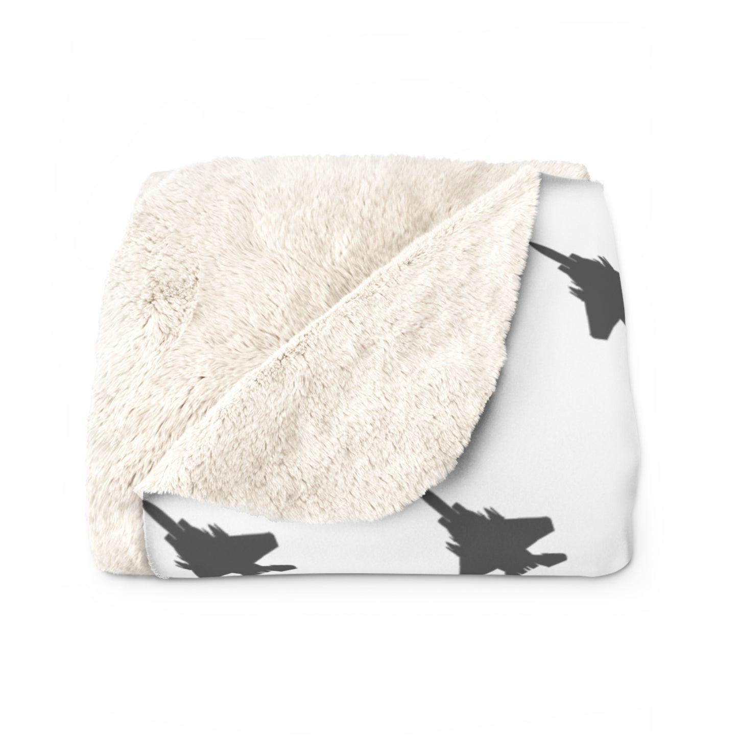 F-15E Pattern Sherpa Fleece Blanket, White