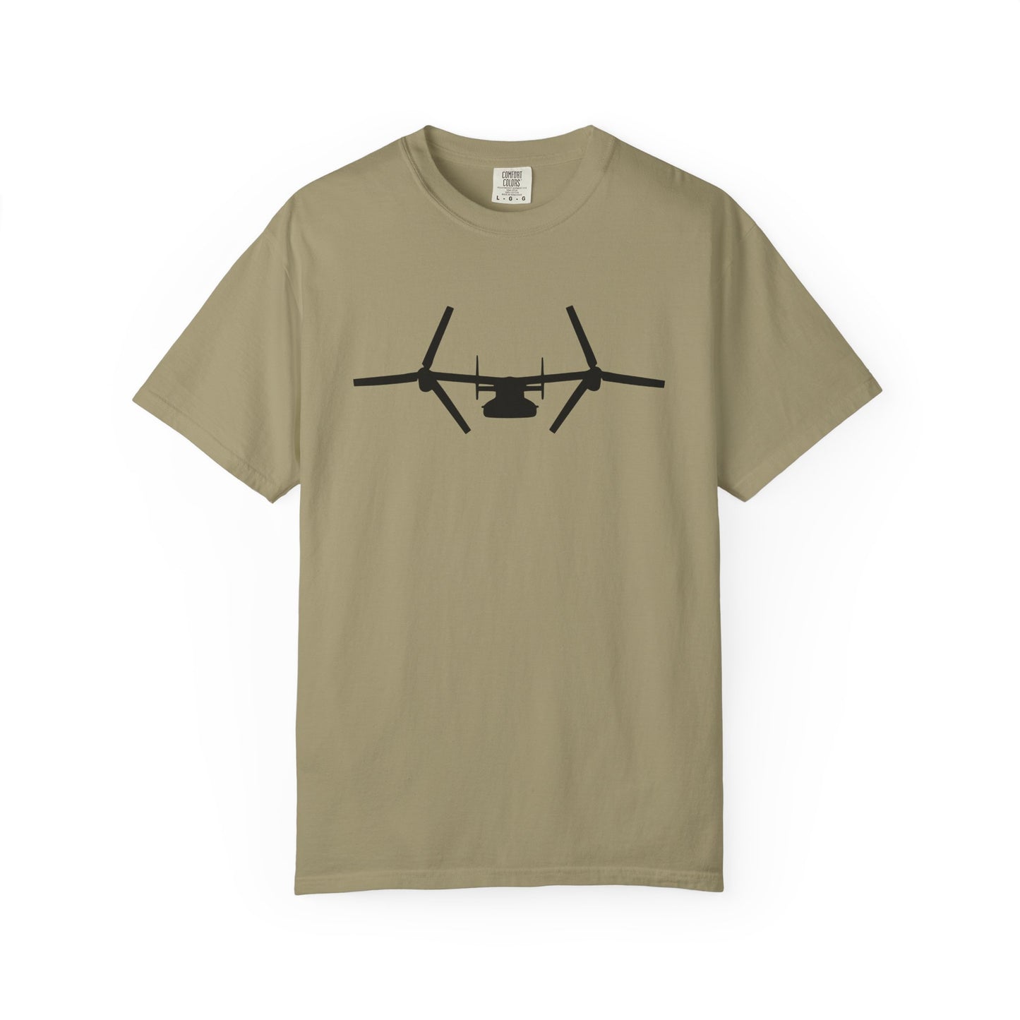 V-22 Front Silhouette Comfort Colors Unisex T-Shirt with Airplane Design, Casual Wear, Gift for Pilots, Aviation Lovers, Travel Enthusiasts, Plane Spotting