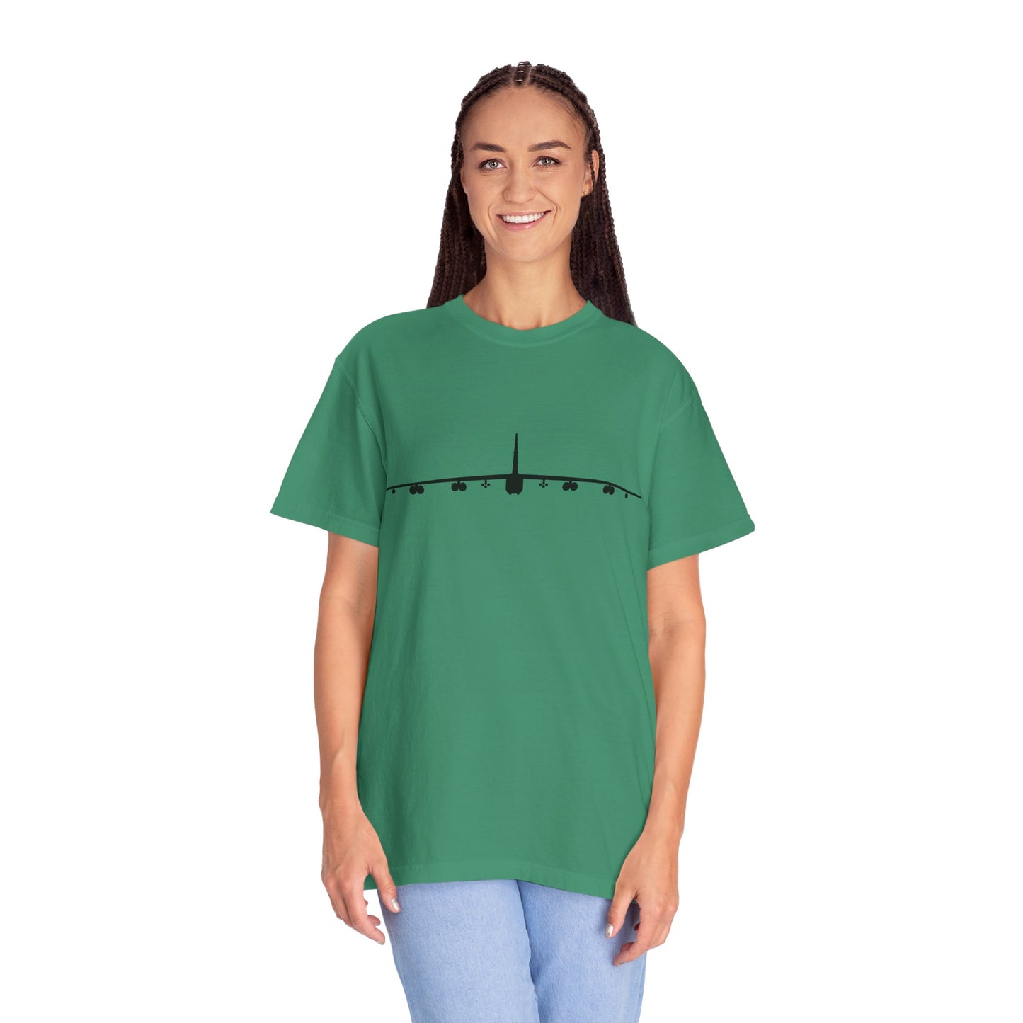 B-52 Front Silhouette Comfort Colors Unisex T-Shirt with Airplane Design, Casual Wear, Gift for Pilots, Aviation Lovers, Travel Enthusiasts, Plane Spotting