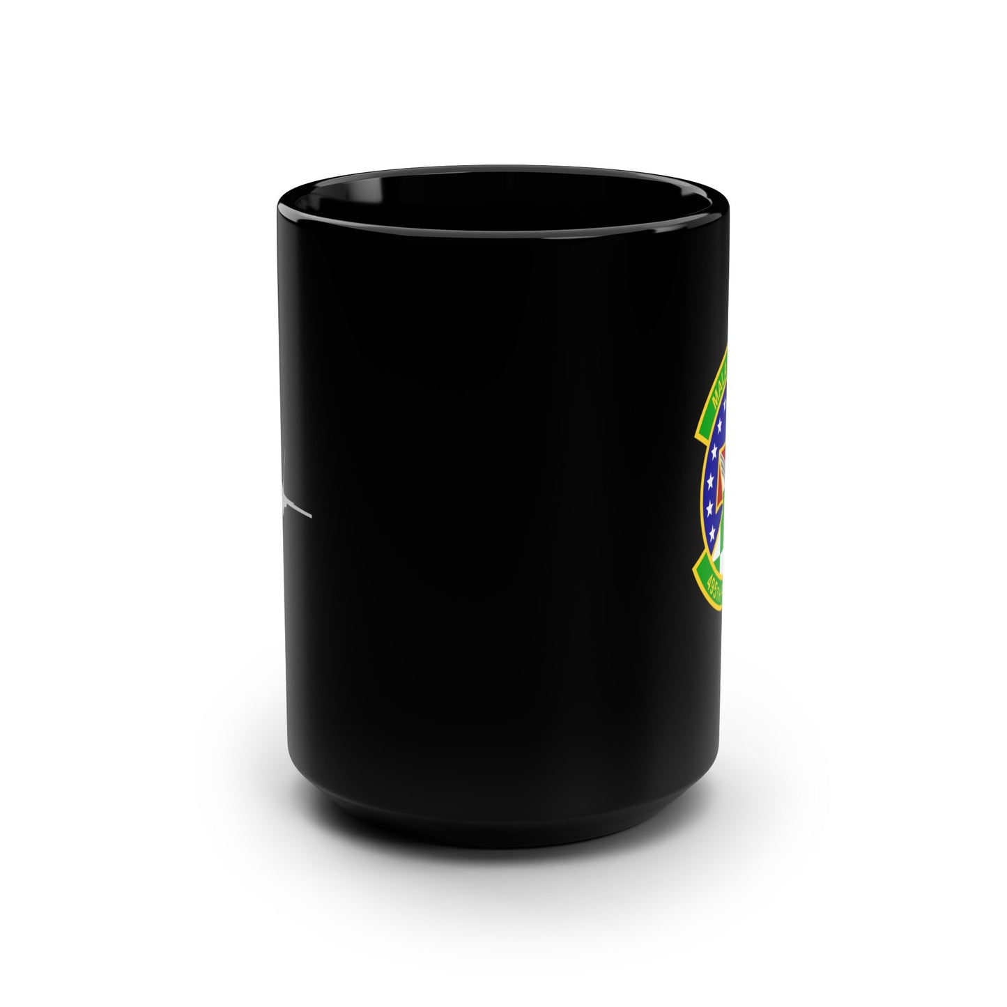 495FS & F-35A Front Silhouette Black Mug, 15oz