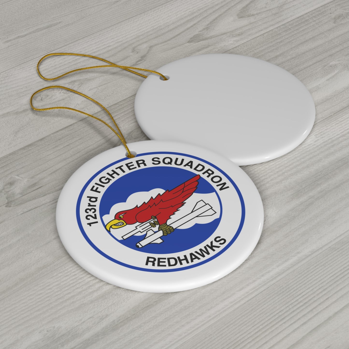 123FS "Redhawks" Ceramic Ornament, Circle or Snowflake Shape