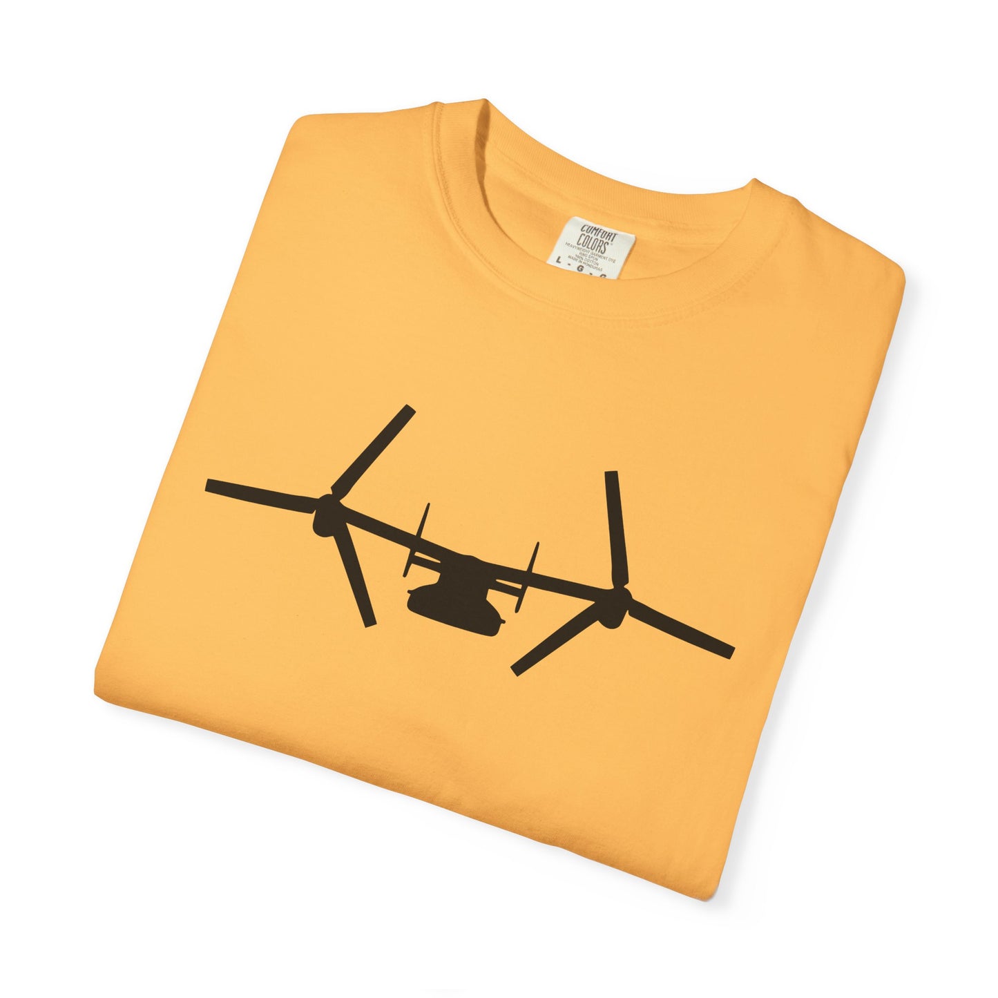 V-22 Front Silhouette Comfort Colors Unisex T-Shirt with Airplane Design, Casual Wear, Gift for Pilots, Aviation Lovers, Travel Enthusiasts, Plane Spotting