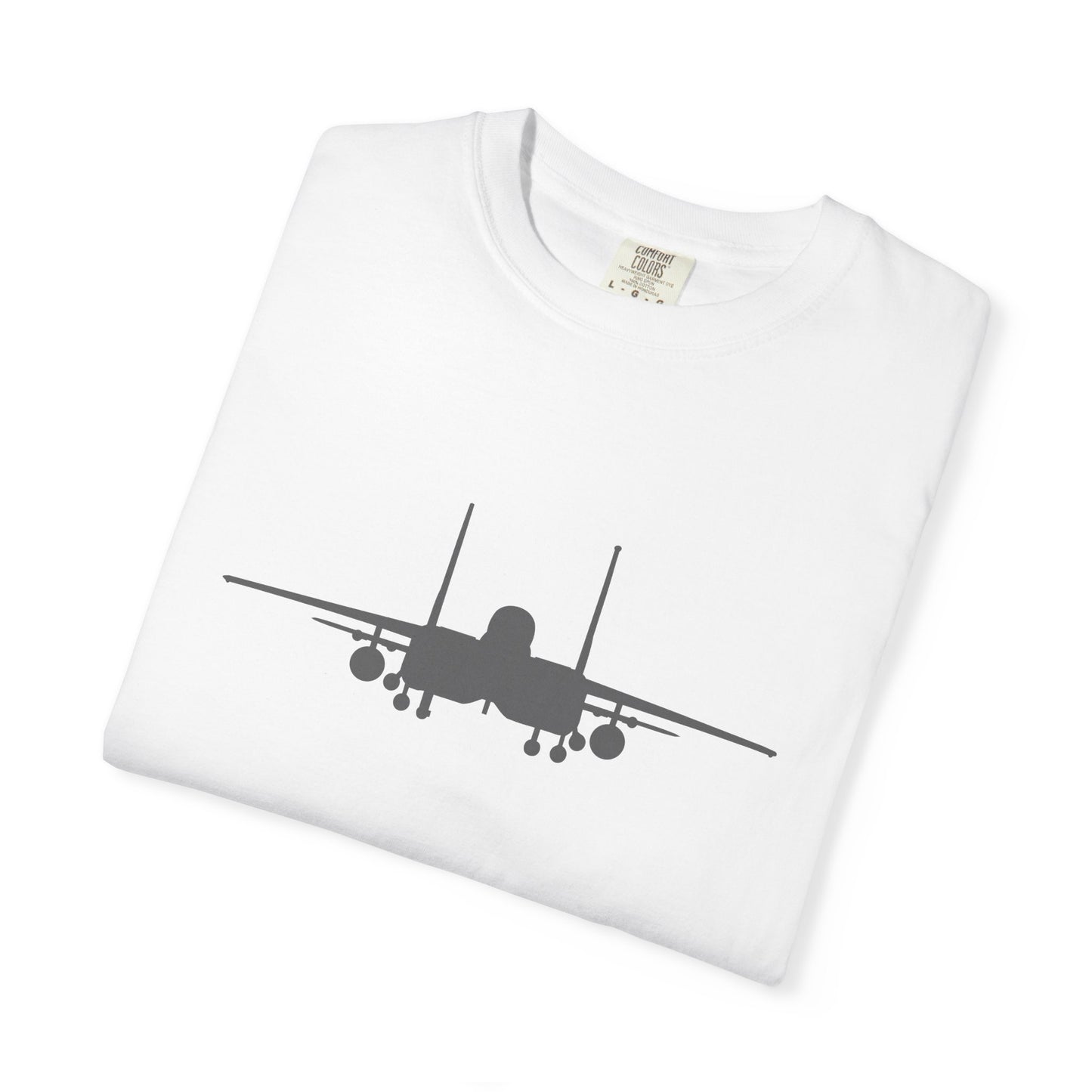 F-15E Front Silhouette Comfort Colors Unisex T-Shirt with Airplane Design, Casual Wear, Gift for Pilots, Aviation Lovers, Travel Enthusiasts, Plane Spotting