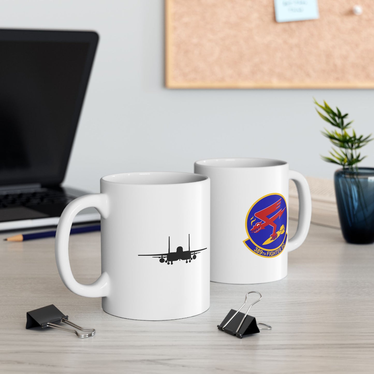 389FS & F-15E Front Silhouette Ceramic Mug 11oz