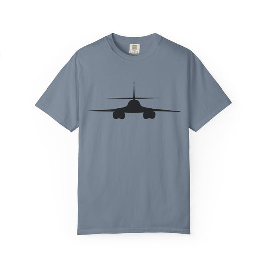 B-1 Front Silhouette Comfort Colors Unisex T-Shirt with Airplane Design, Casual Wear, Gift for Pilots, Aviation Lovers, Travel Enthusiasts, Plane Spotting
