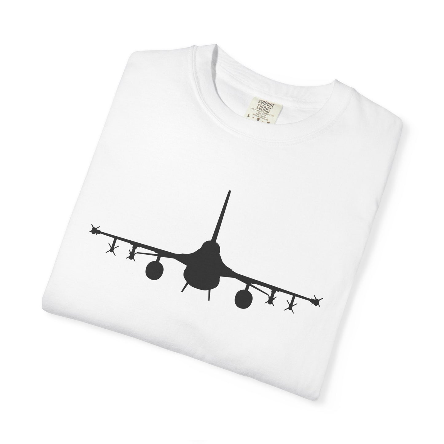 F-16 Front Silhouette Comfort Colors Unisex T-Shirt with Airplane Design, Casual Wear, Gift for Pilots, Aviation Lovers, Travel Enthusiasts, Plane Spotting