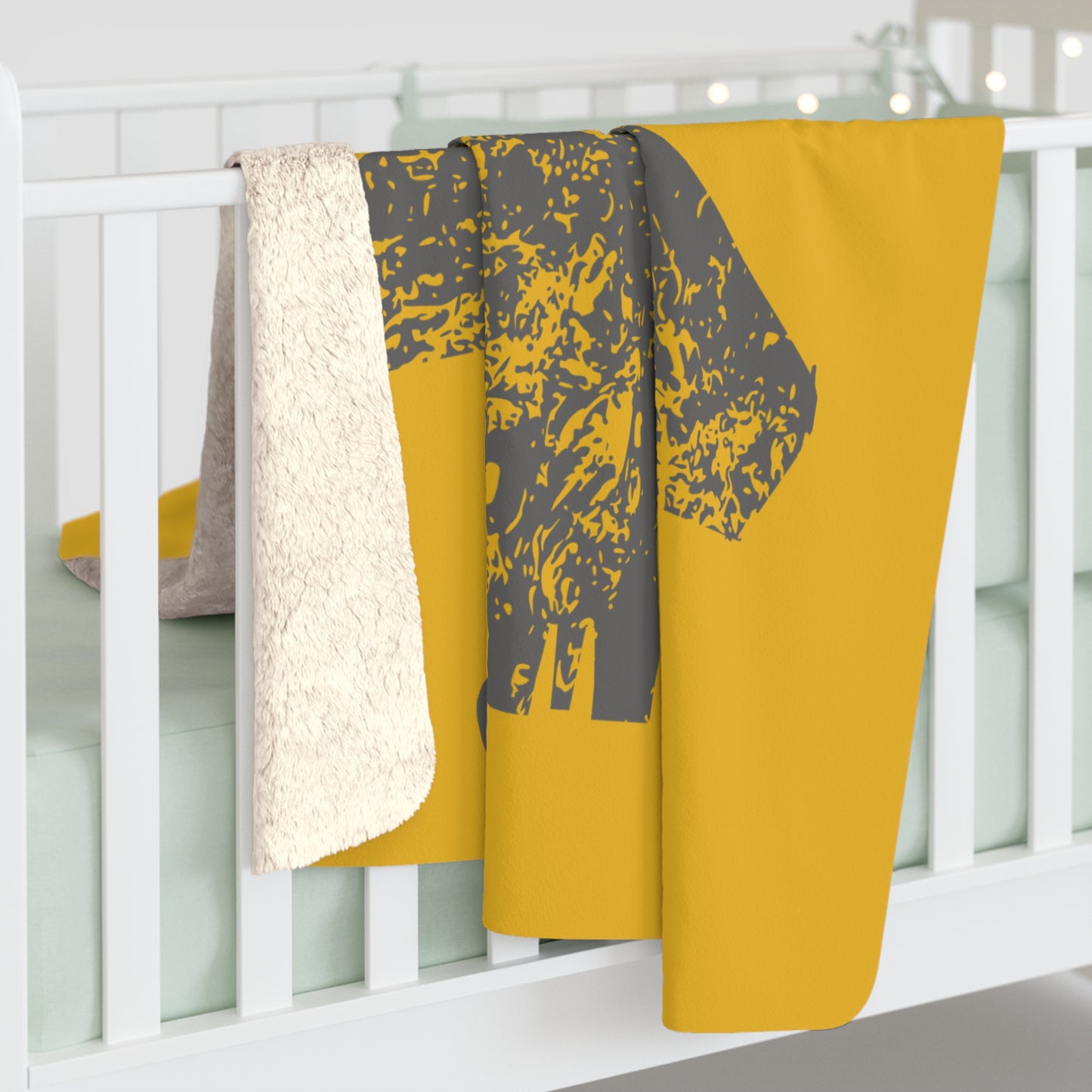 Yellow Sherpa Blanket with F-15E Silhouette Graphic
