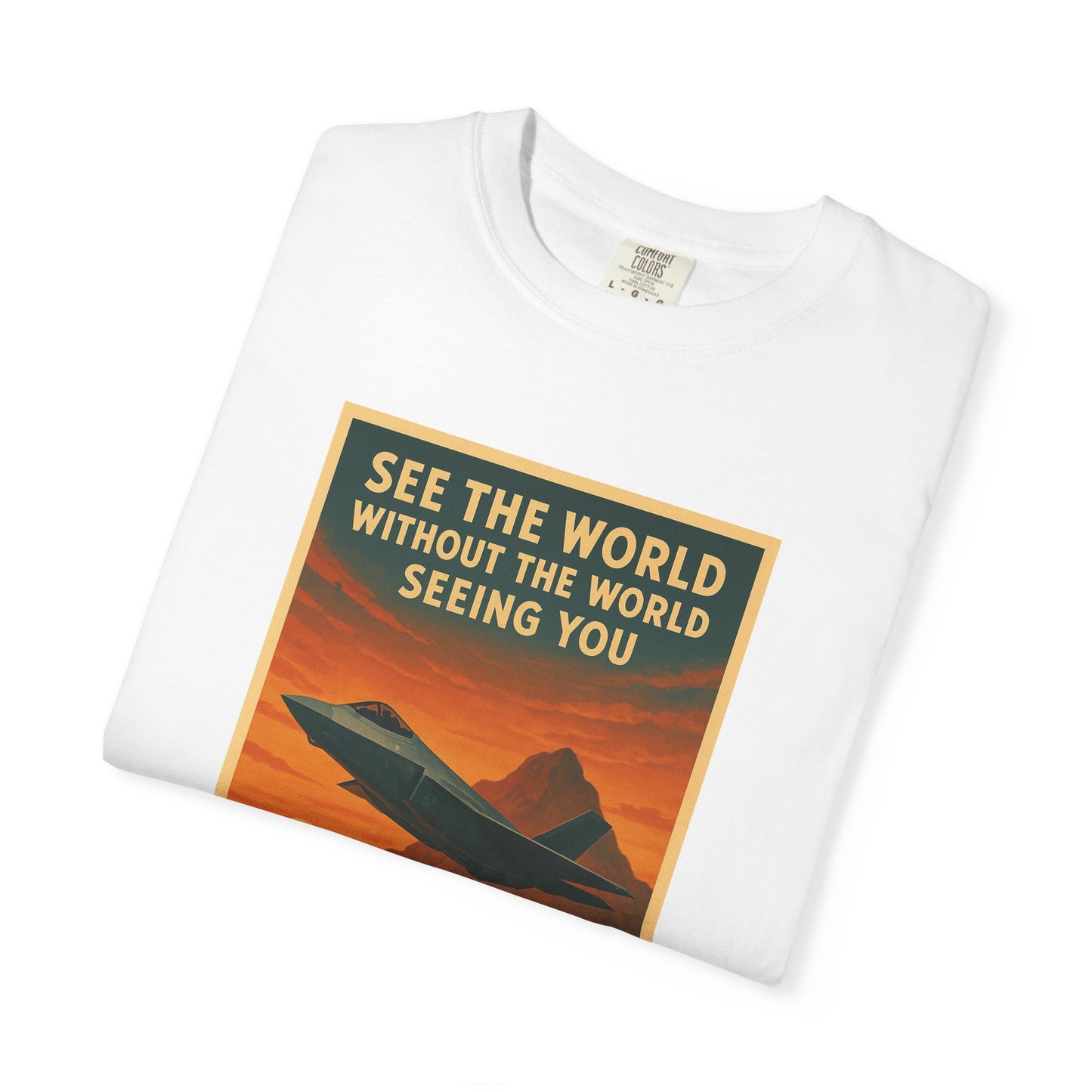 Fly Stealth F-35 Travel Poster Comfort Colors Unisex T-Shirt - Great Gift for Pilots and Aviation Enthusiasts
