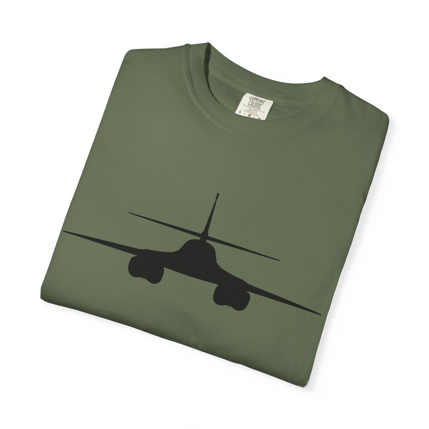 B-1 Front Silhouette Comfort Colors Unisex T-Shirt with Airplane Design, Casual Wear, Gift for Pilots, Aviation Lovers, Travel Enthusiasts, Plane Spotting