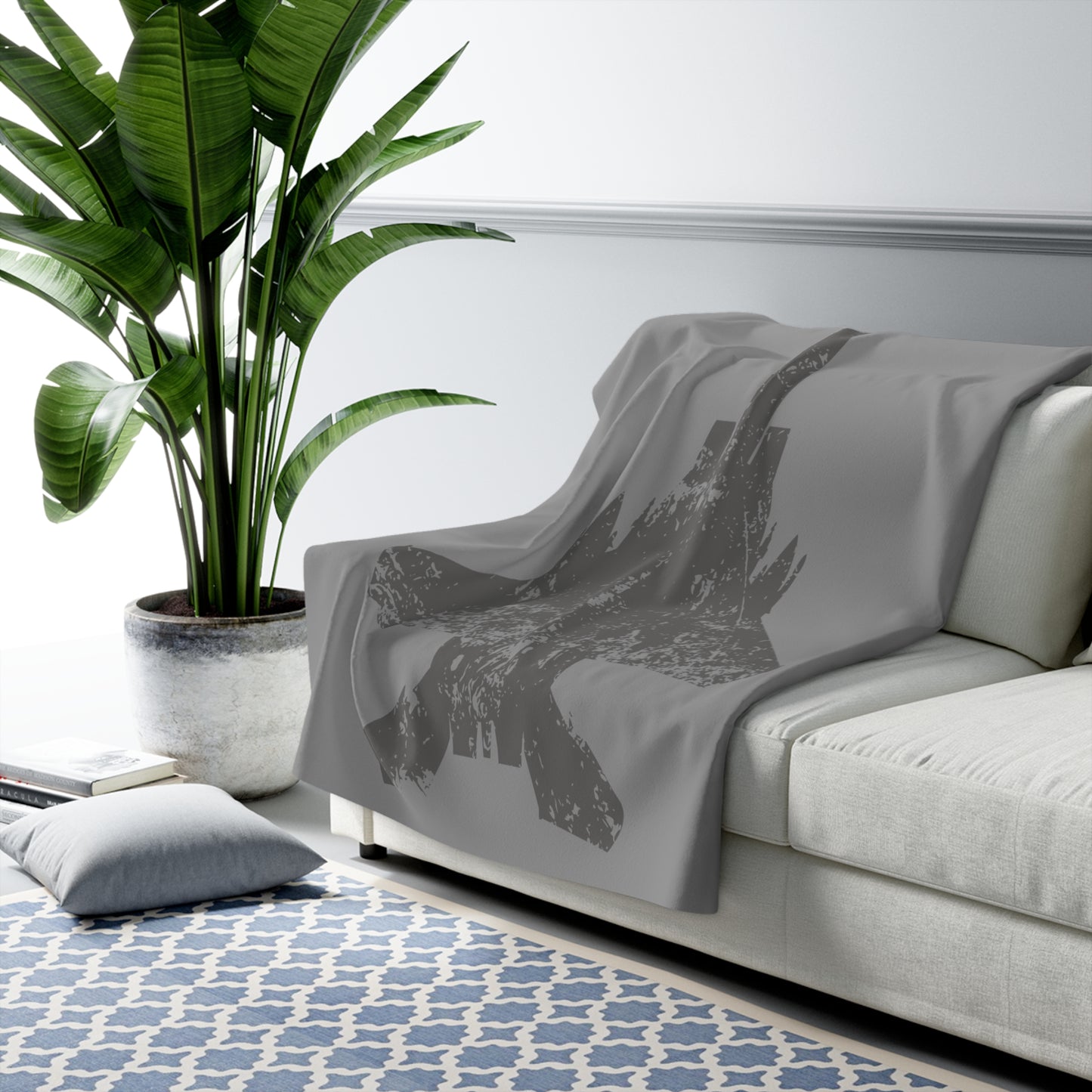 Grey Blanket with F-15E Silhouette Graphic