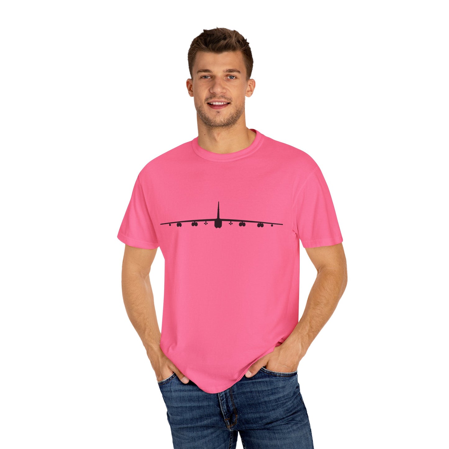 B-52 Front Silhouette Comfort Colors Unisex T-Shirt with Airplane Design, Casual Wear, Gift for Pilots, Aviation Lovers, Travel Enthusiasts, Plane Spotting