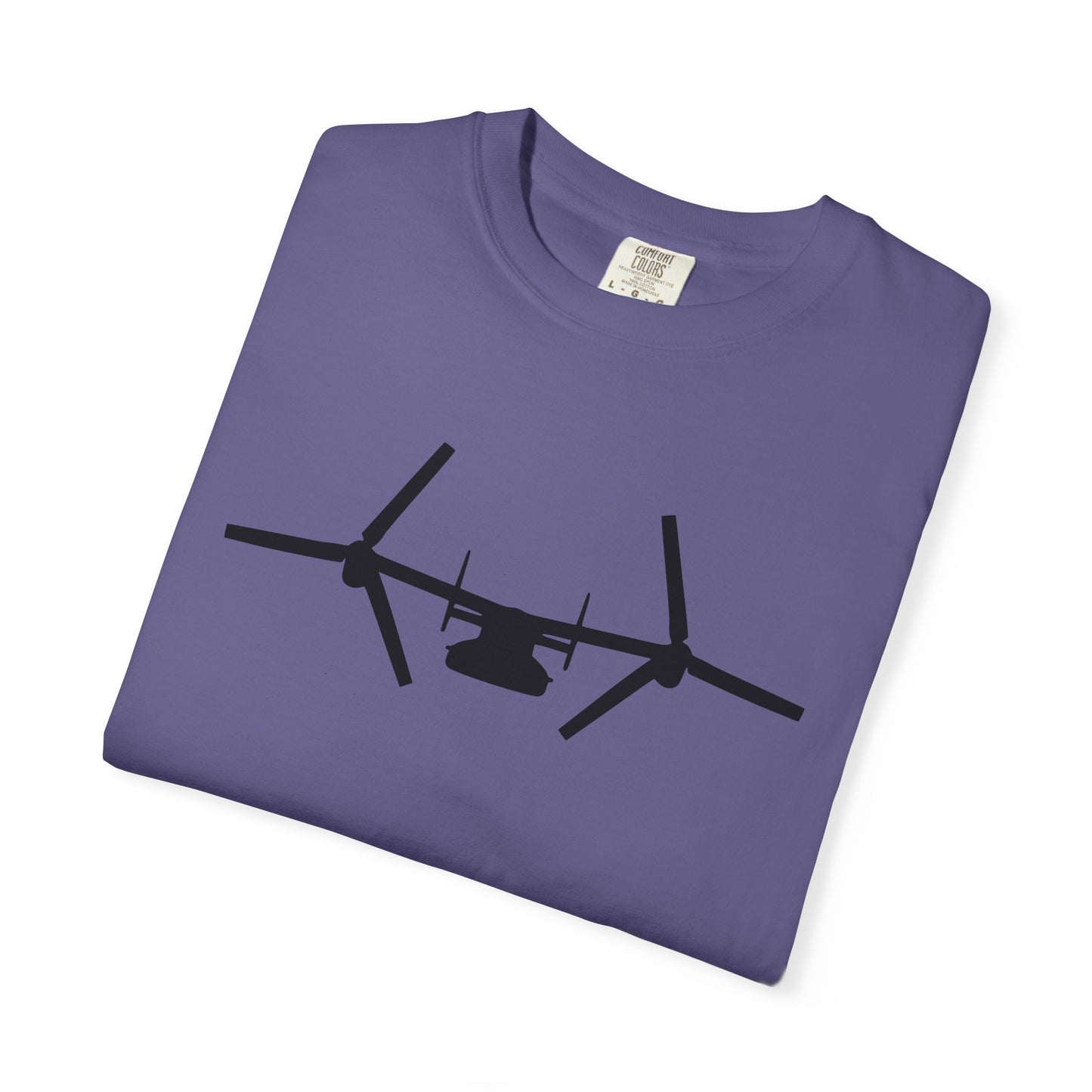 V-22 Front Silhouette Comfort Colors Unisex T-Shirt with Airplane Design, Casual Wear, Gift for Pilots, Aviation Lovers, Travel Enthusiasts, Plane Spotting