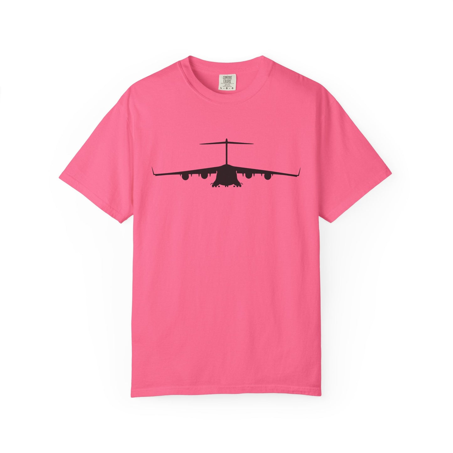C-17 Front Silhouette Comfort Colors Unisex T-Shirt with Airplane Design, Casual Wear, Gift for Pilots, Aviation Lovers, Travel Enthusiasts, Plane Spotting