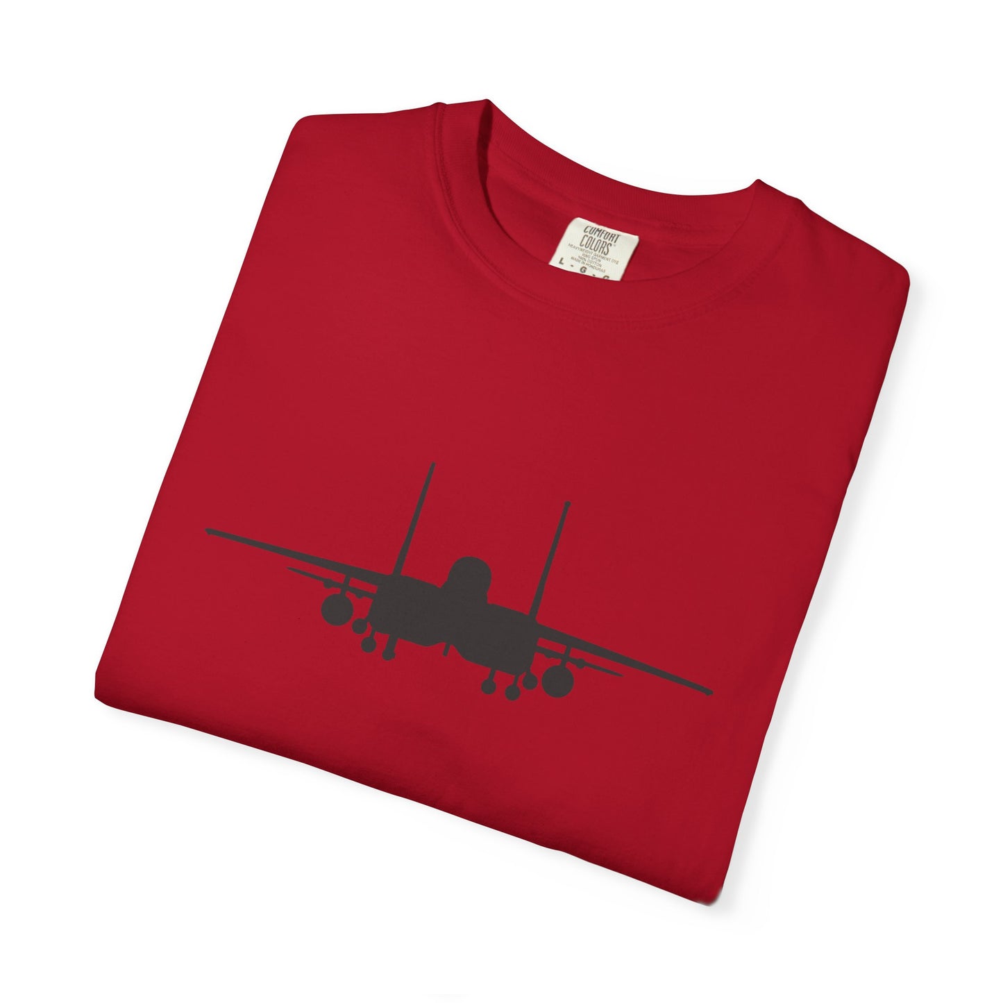 F-15E Front Silhouette Comfort Colors Unisex T-Shirt with Airplane Design, Casual Wear, Gift for Pilots, Aviation Lovers, Travel Enthusiasts, Plane Spotting