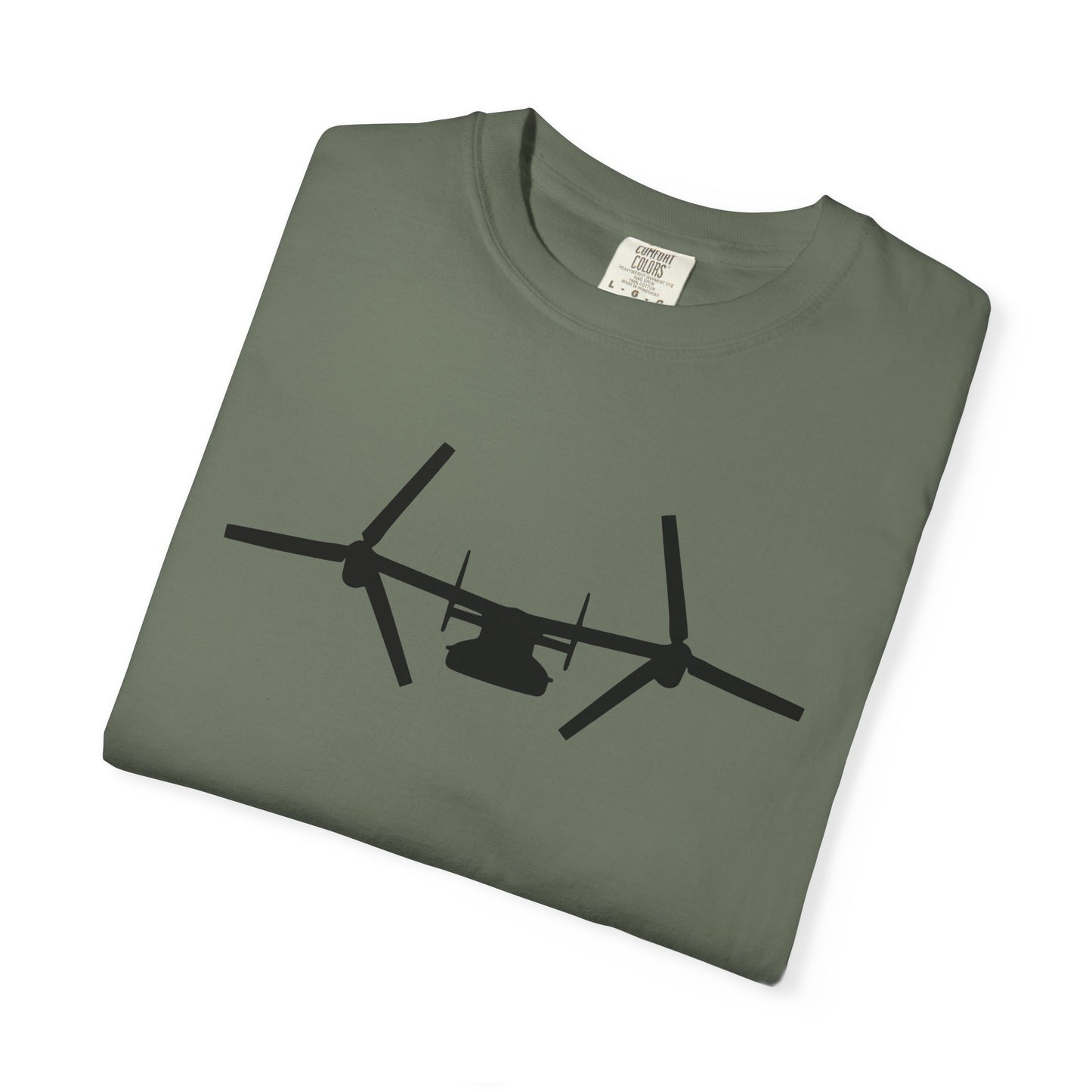 V-22 Front Silhouette Comfort Colors Unisex T-Shirt with Airplane Design, Casual Wear, Gift for Pilots, Aviation Lovers, Travel Enthusiasts, Plane Spotting
