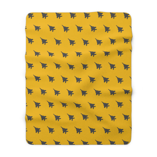 F-15E Pattern Sherpa Fleece Blanket, Yellow