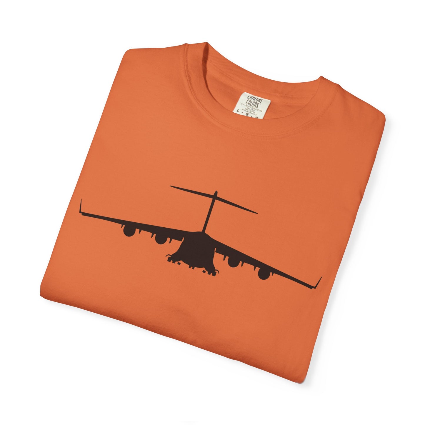 C-17 Front Silhouette Comfort Colors Unisex T-Shirt with Airplane Design, Casual Wear, Gift for Pilots, Aviation Lovers, Travel Enthusiasts, Plane Spotting
