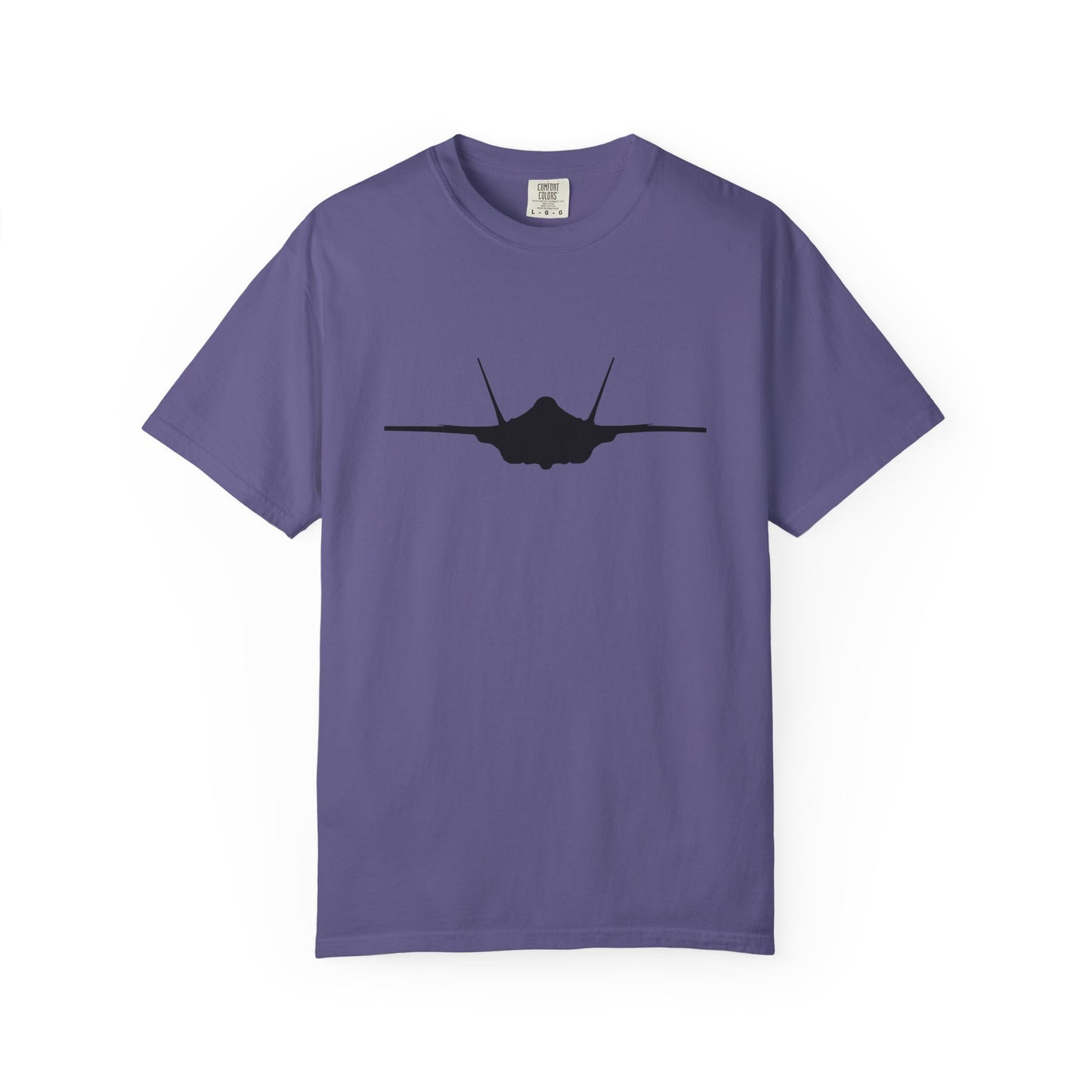 F-35A Front Silhouette Comfort Colors Unisex T-Shirt with Airplane Design, Casual Wear, Gift for Pilots, Aviation Lovers, Travel Enthusiasts, Plane Spotting