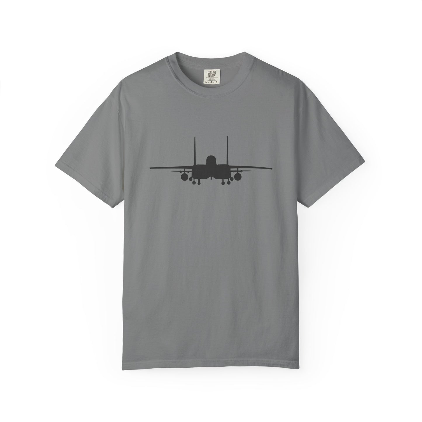 F-15E Front Silhouette Comfort Colors Unisex T-Shirt with Airplane Design, Casual Wear, Gift for Pilots, Aviation Lovers, Travel Enthusiasts, Plane Spotting