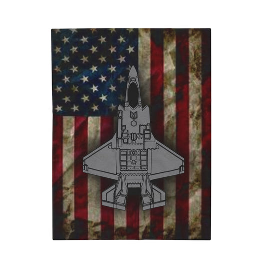 F-35A Old Glory Velveteen Plush Blanket, 3 Sizes